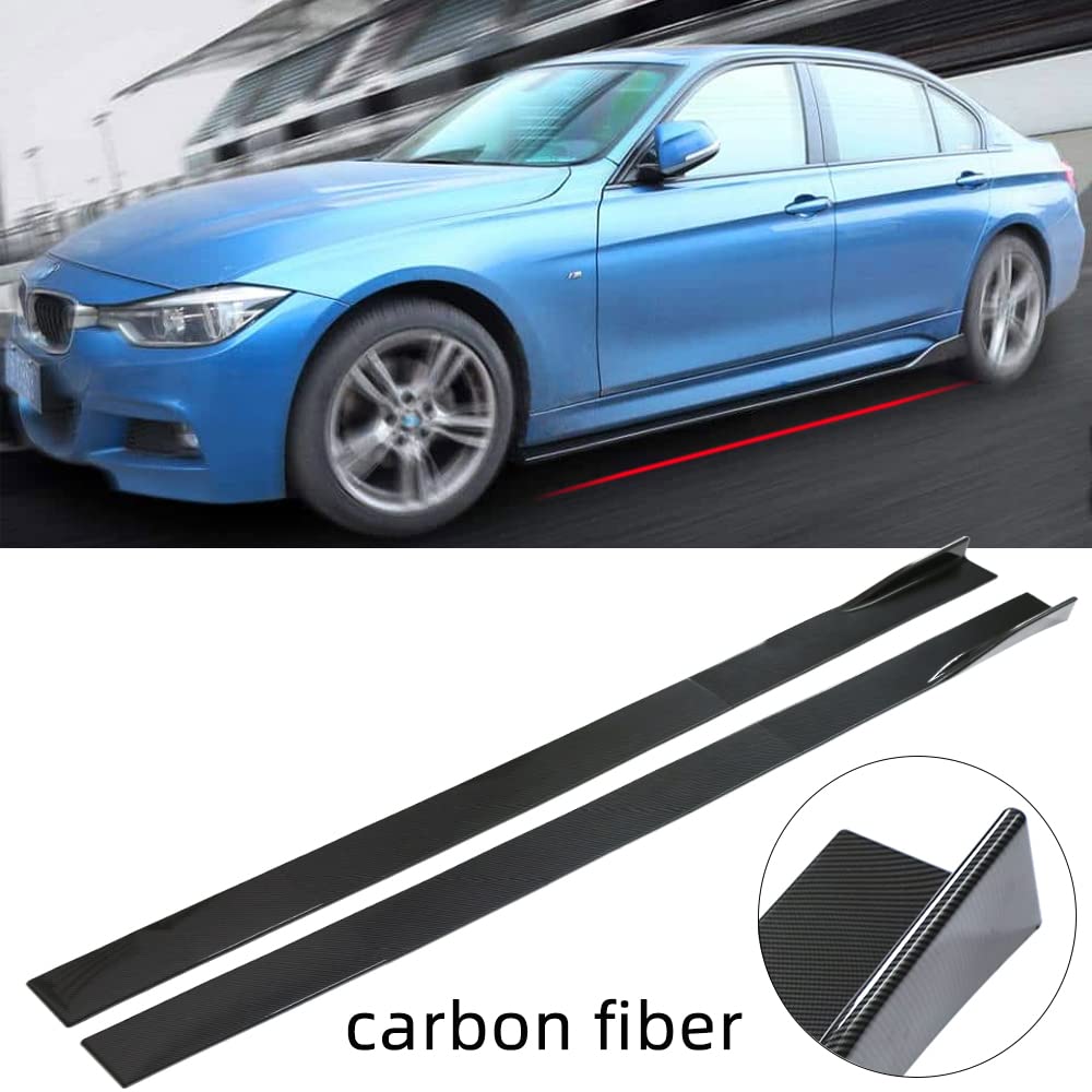 Universal Rocker Panel Extension Lower Side Skirts Body Kit - 2M/78.7inch Carbon Fiber for Car Exterior Styling & Protection - Perfect for Sports Cars, Sedans, and Tuner Vehicles