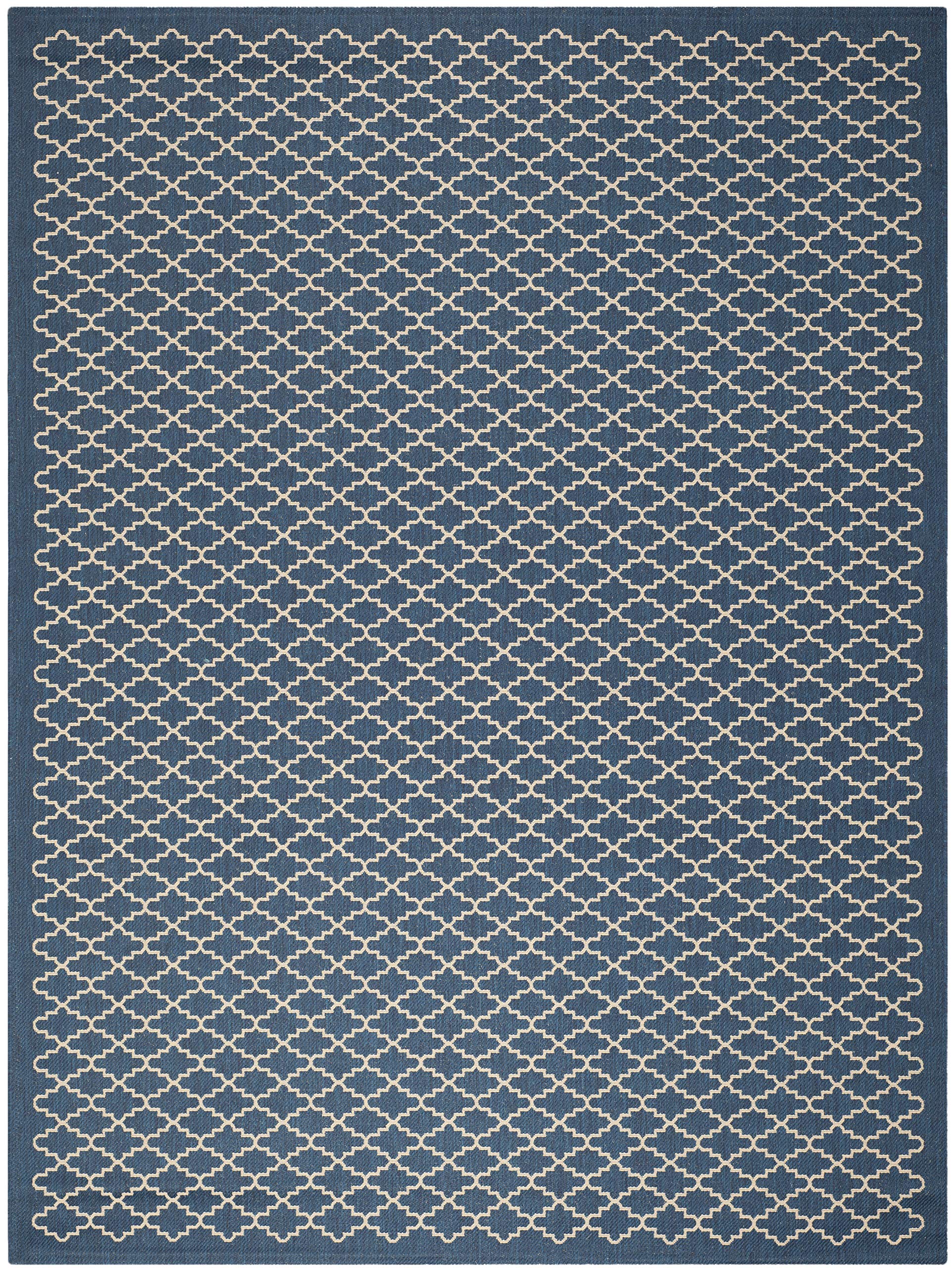 SAFAVIEH Courtyard Collection 9' x 12' Navy & Beige Trellis Design Non-Shedding Washable Indoor Outdoor Rug - Perfect for Living Room, Bedroom, Patio, Backyard, Mudroom (CY6919-268)