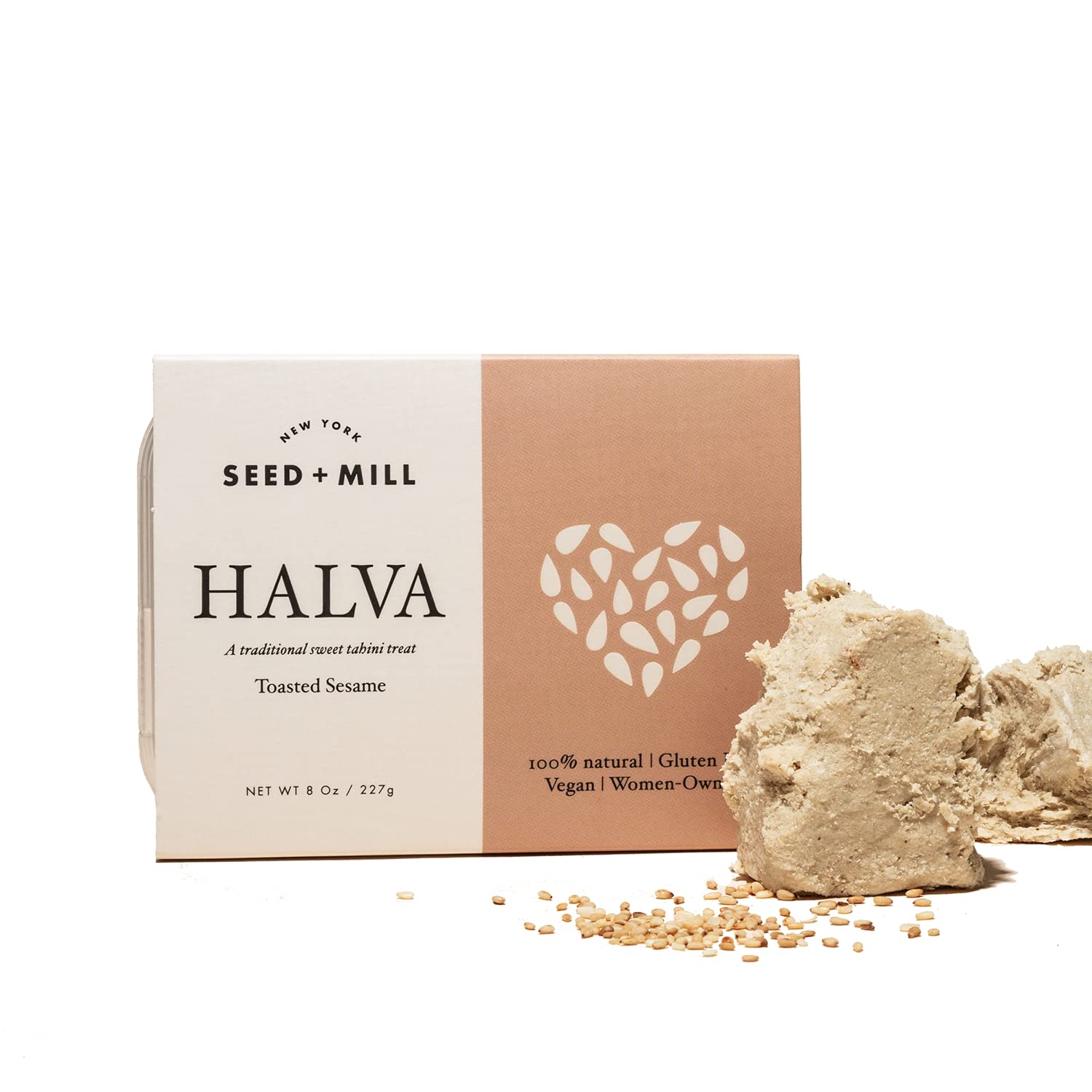 Organic Halva Candy - Vegan, Kosher, Gluten-Free Toasted Sesame Treat - Soft & Fudgy Middle Eastern Dessert Made from 100% Sesame Paste - Perfect for Snacking, Gift Giving & Healthy Dessert - 8 oz Pack