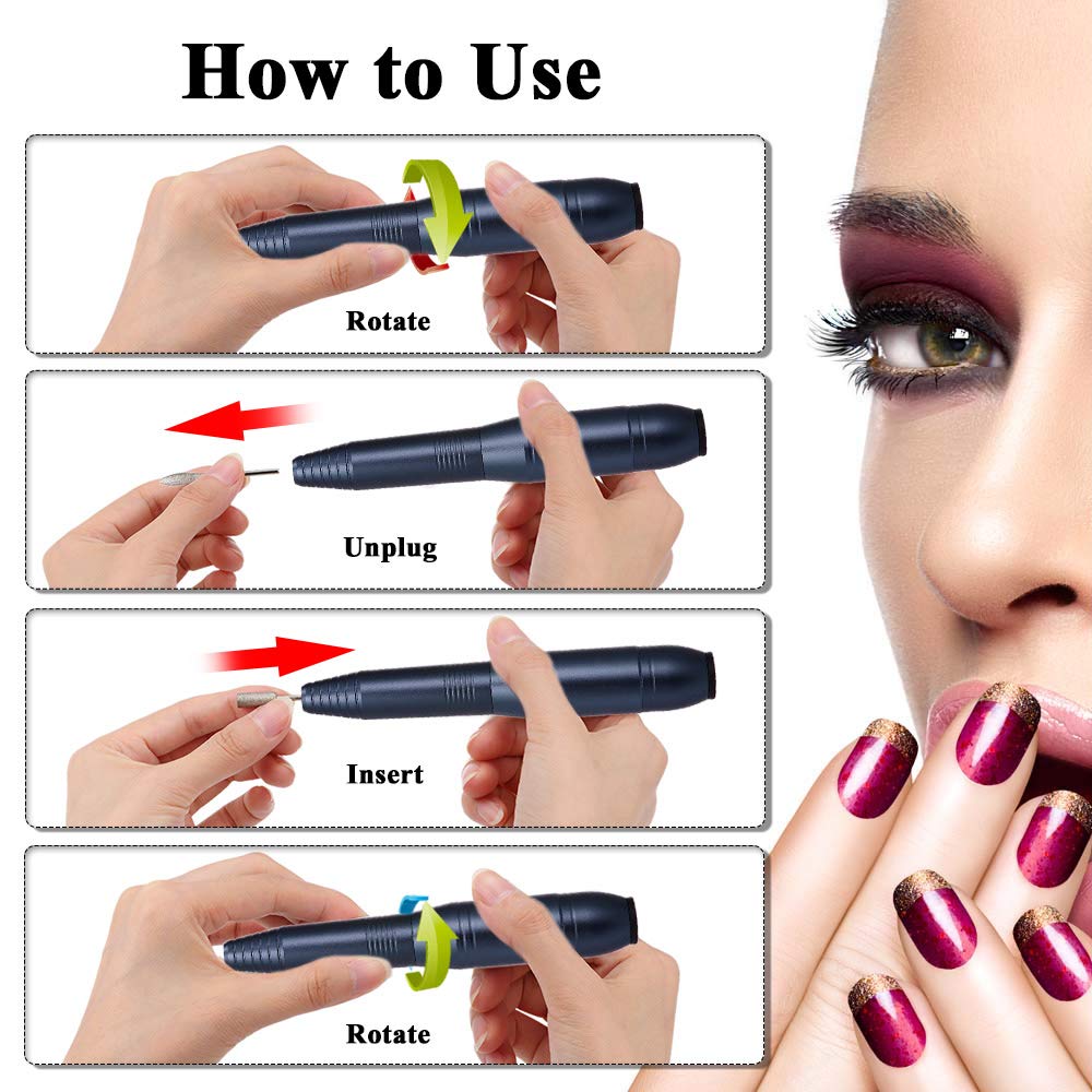 Professional Portable Electric Nail Drill Kit - 20000 RPM Manicure Pedicure Tool for Acrylic & Gel Nails | Perfect for Home Salon, Nail Art & DIY Nail Care