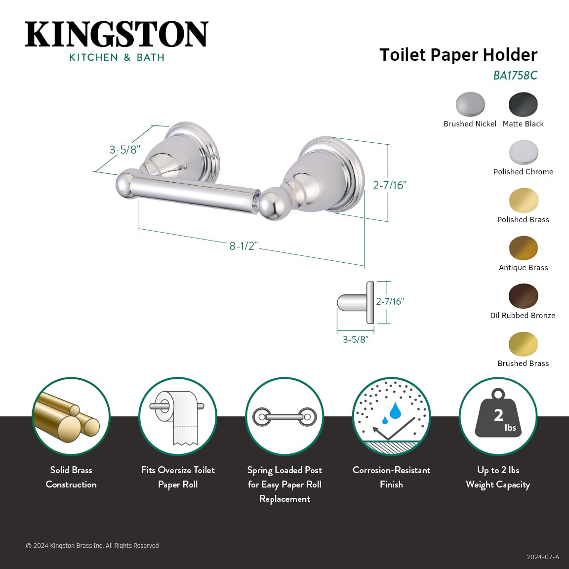 Kingston Brass BA1758ORB Heritage Toilet Paper Holder - Oil Rubbed Bronze Finish - 11 Inch Bathroom Accessory for Classic & Modern Homes