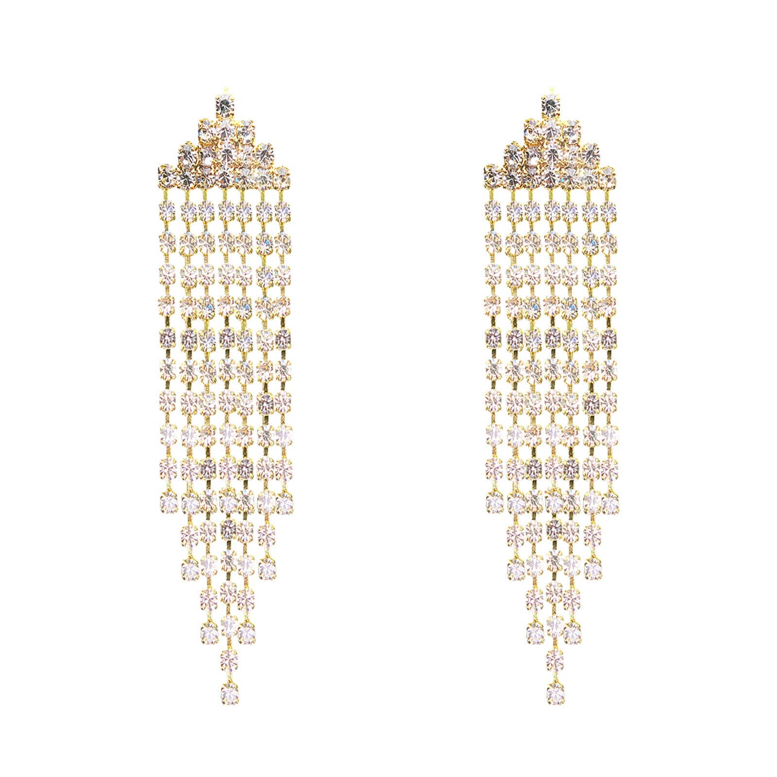 Sparkling Rhinestone Chandelier Earrings for Women - Elegant Silver Dangle Drop Earrings with Cubic Zirconia Crystal Tassels | Perfect for Prom, Parties, Weddings & Special Occasions