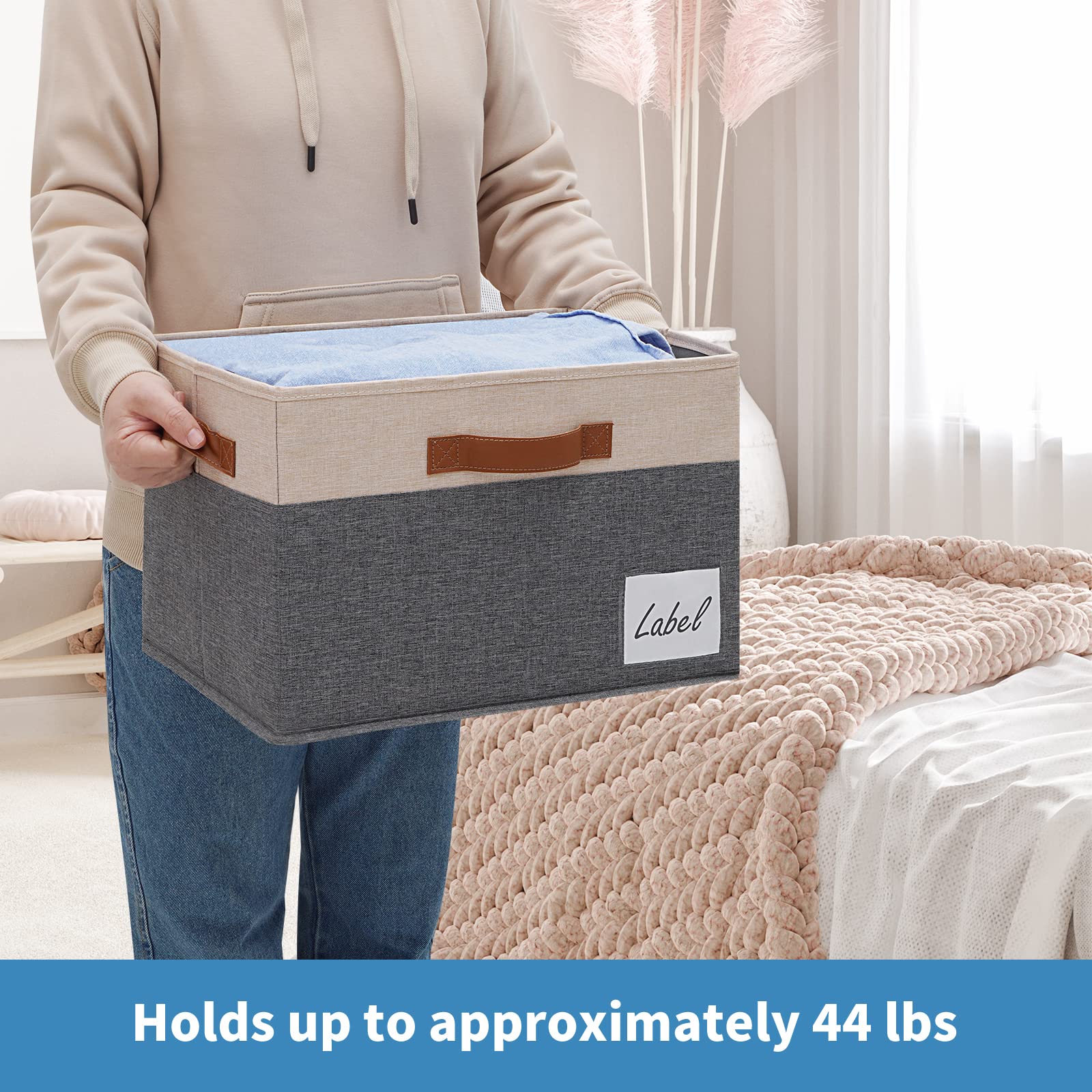 Sturdy 6-Pack Fabric Storage Bins with Lids & Handles - 15