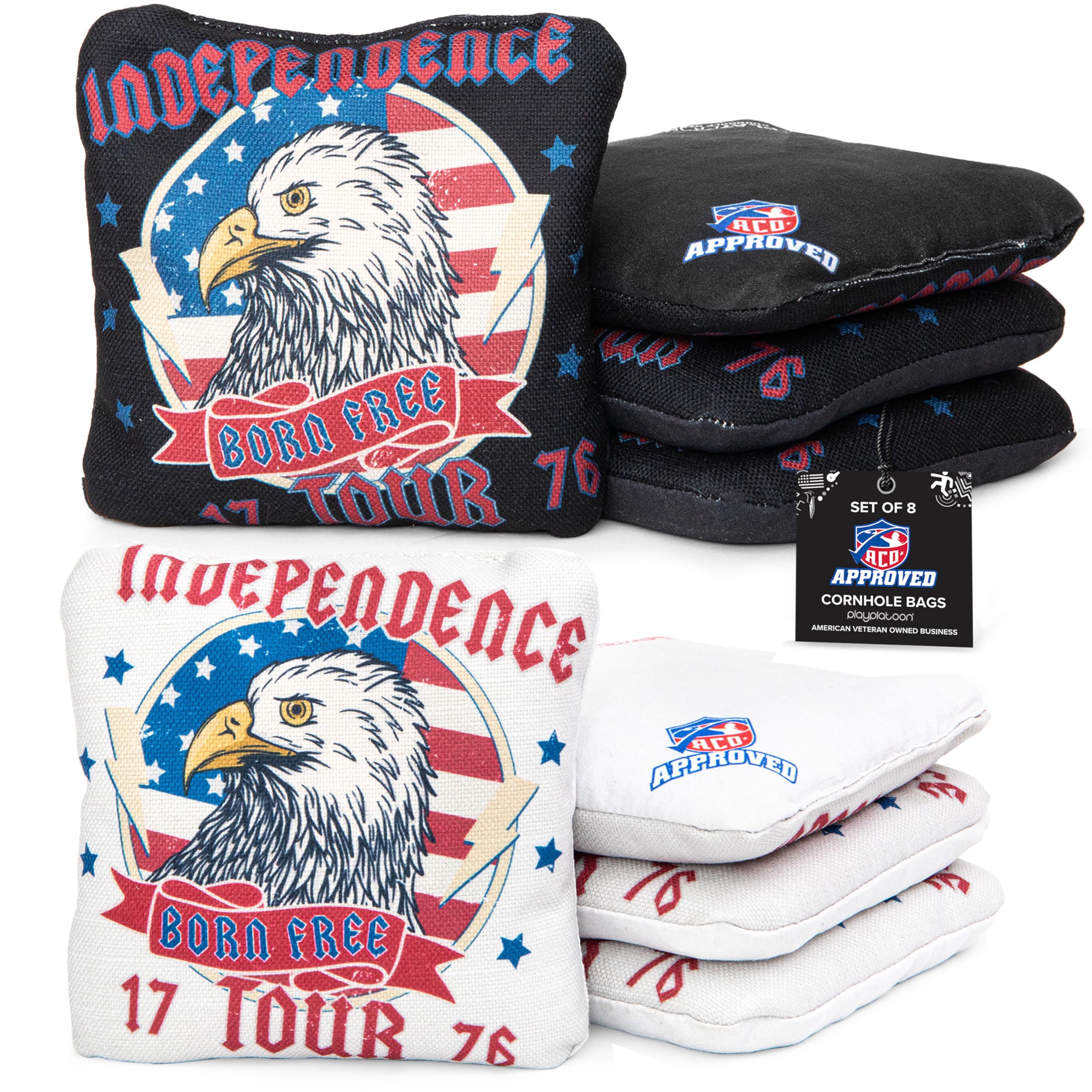 ACO Approved Professional Cornhole Bags Set of 8 - Regulation Competition Weight Bean Bags with Slick & Stick Technology for Outdoor Games, Tailgating, Backyard Parties, and Cornhole Tournaments