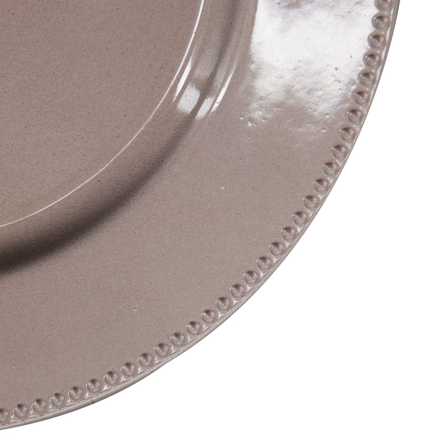 WELMATCH 13 Inch Champagne Plastic Beaded Charger Plates - Set of 12 Round Decorative Plates for Wedding, Party & Special Events - Elegant Table Setting & Buffet Display