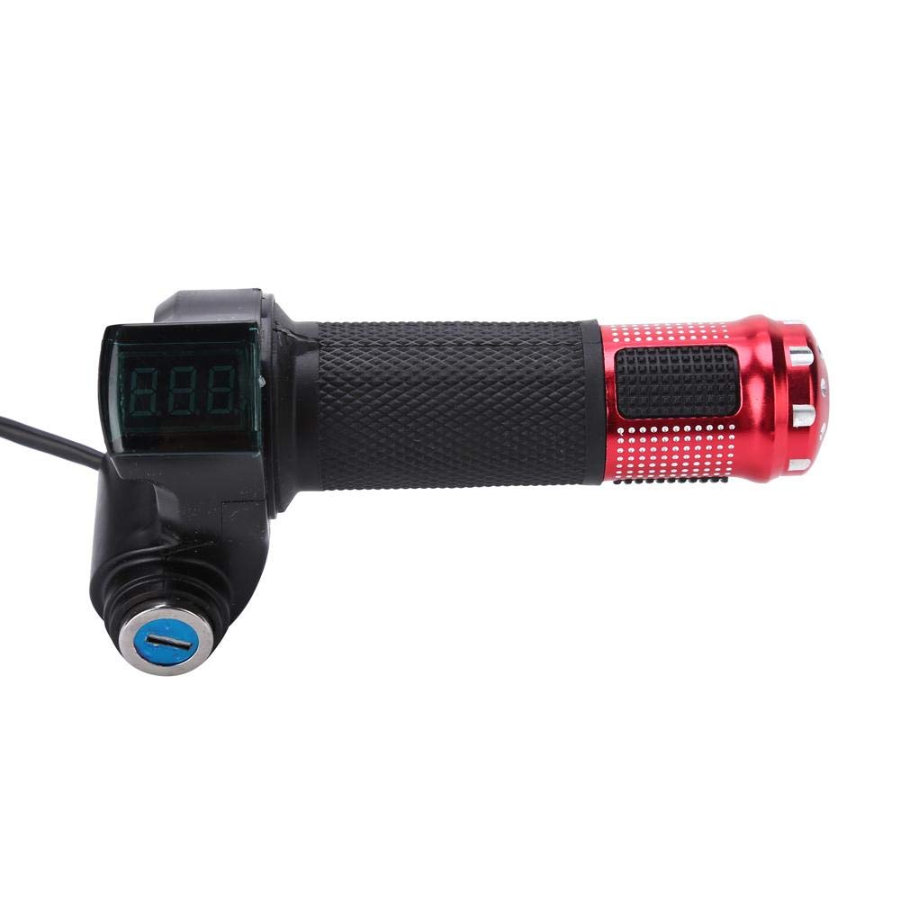 Electric Bike Throttle Grip - 4 Color Options with LED Display & Key Lock - Twist Grip Handle for E-Bikes - Perfect for Commuting, Off-Roading & Urban Riding