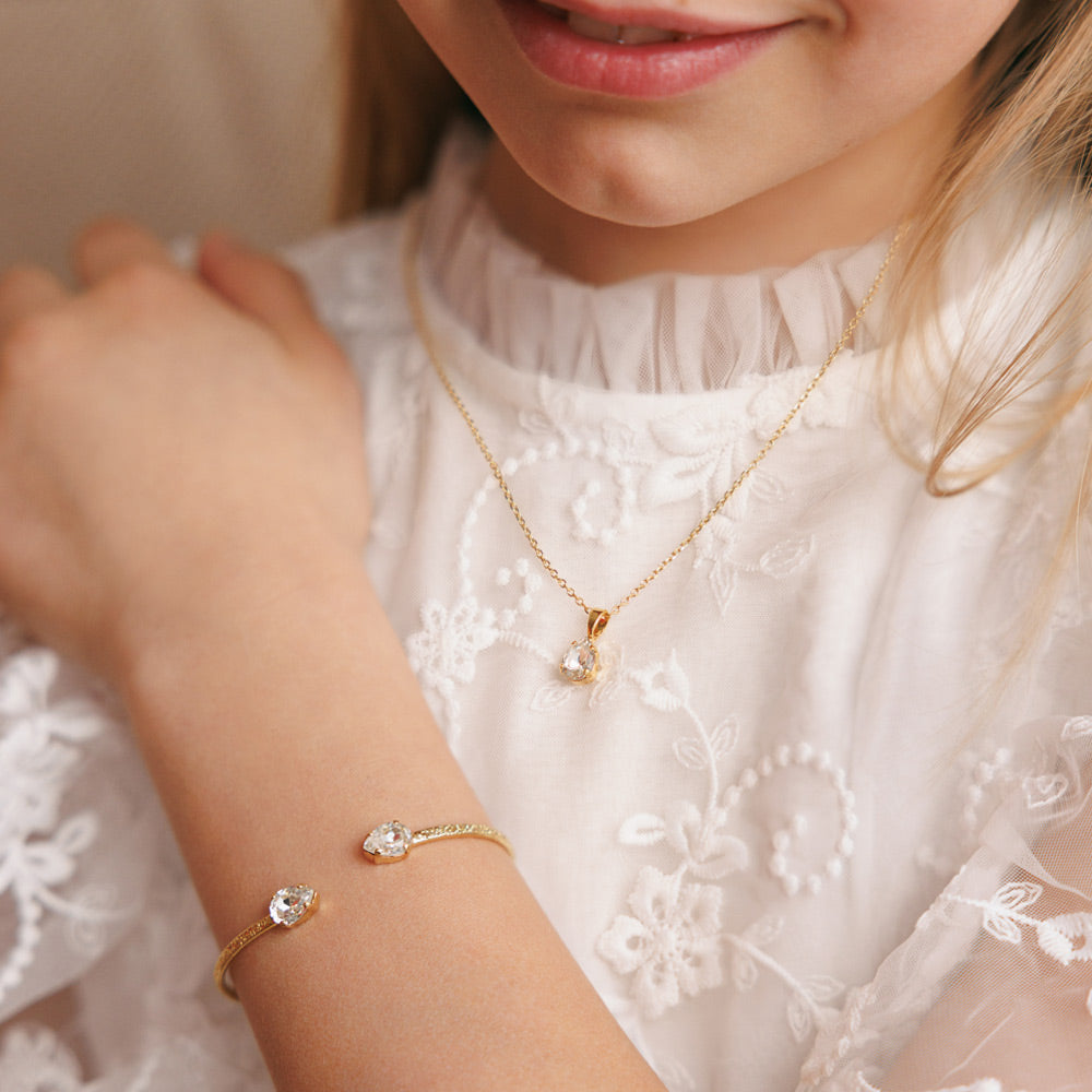 Sparkling Crystal Flower Girl Bracelet for Kids - Perfect for Weddings, Birthday Parties & Special Occasions