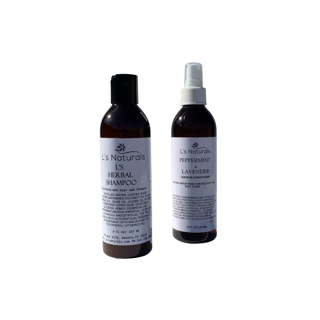 L's Naturals Herbal Shampoo & Conditioner Set - Sulfate Free, Organic Hair Care for Dry & Damaged Hair - Perfect for Daily Use & Salon Quality Results at Home