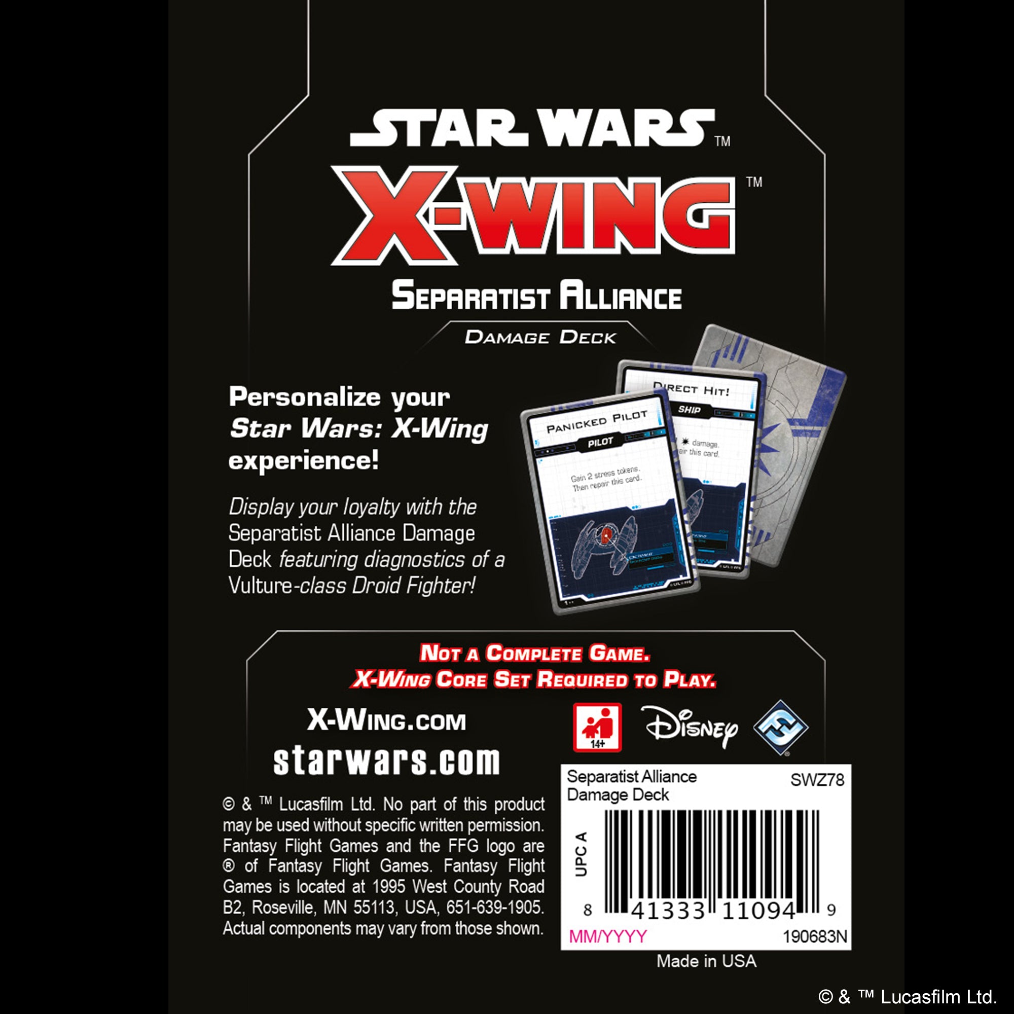 Star Wars X-Wing 2nd Edition: Separatist Alliance Damage Deck - Premium Game Cards for Tabletop Miniature Battles & Competitive Play