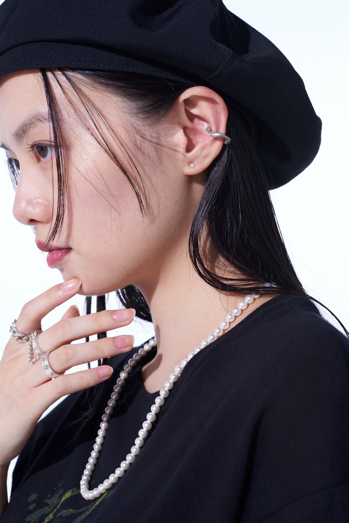 Brass Curved Chain Ear Cuff - Stylish Boho Jewelry for Women, Trendy Ear Cuff for Cartilage & Helix Piercing - Perfect for Parties, Weddings & Everyday Wear
