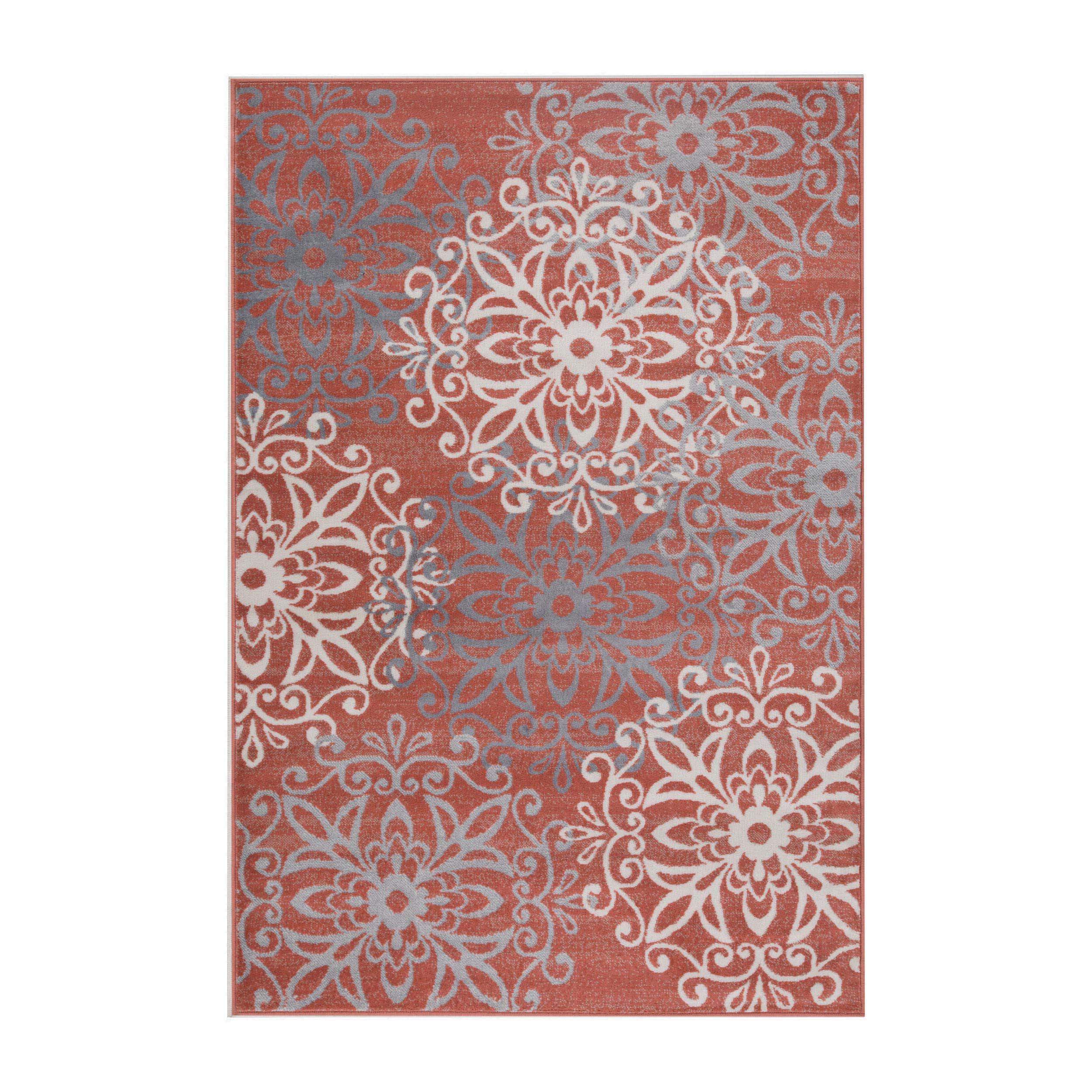 Leigh Traditional Floral Scroll Indoor Area Rugs & Runner Rugs - Non-Slip Soft Living Room Bedroom Decor Carpet