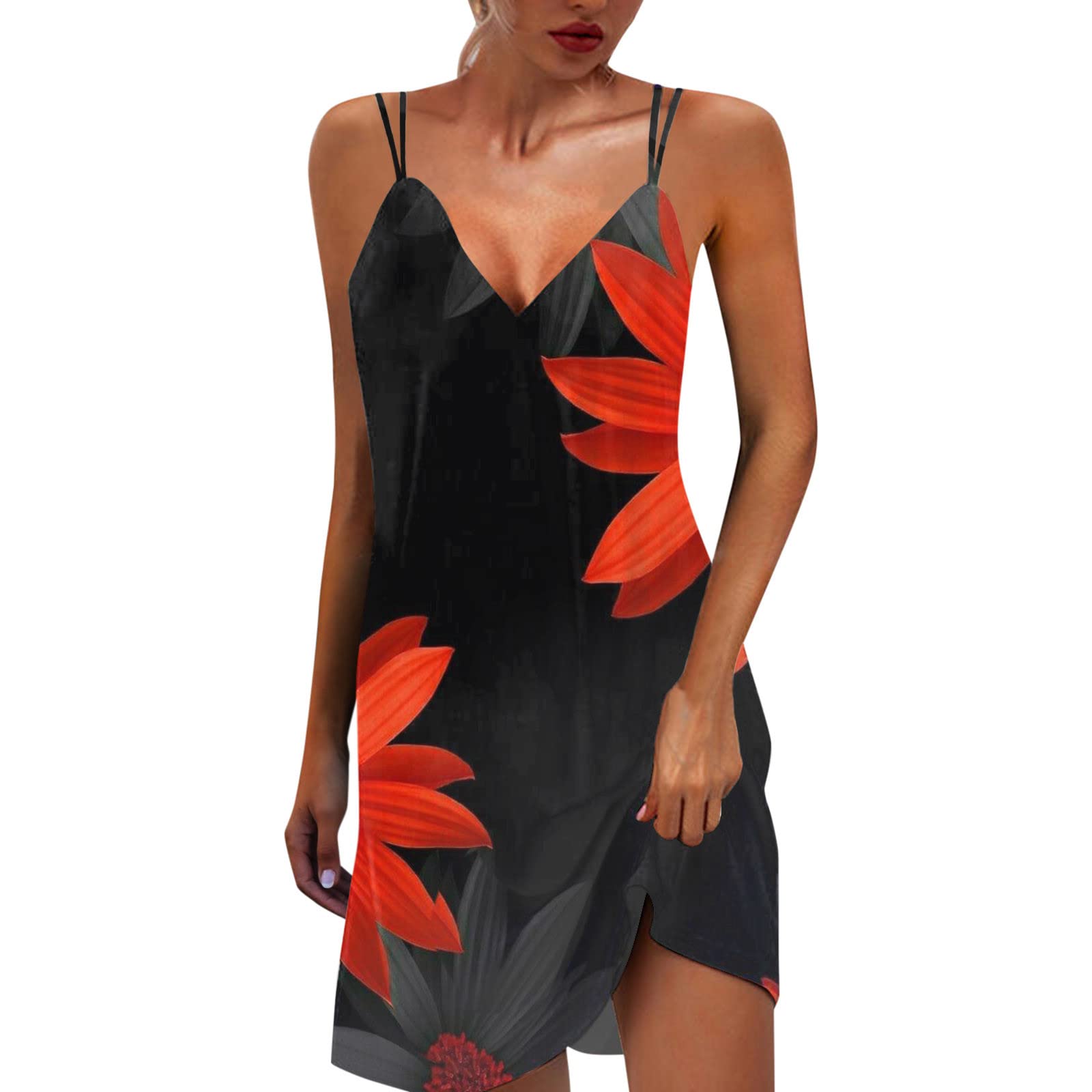 Women's 2022 Boho Print Beach Dress - Sleeveless Mini Tank Summer Dress, Sexy Elegant Casual Dress for Vacation, Pool Party & Date Night