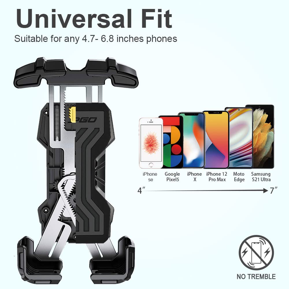 Premium Golf Cart Phone Holder - No Shake Bike & Motorcycle Phone Mount for Handlebars, One-Handed Operation (Black, Medium) - Perfect for Golfing, Cycling, Motorcycling & Outdoor Adventures