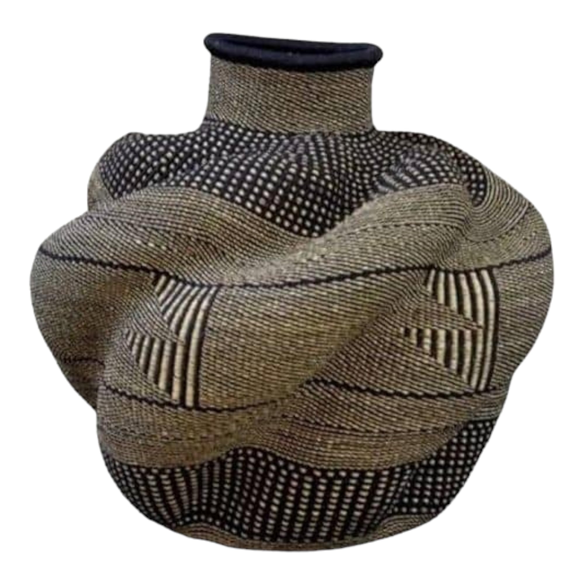 16x18 Inch Wicker Round Basket - African Rattan Storage Basket for Plants, Home Decor & Organizing - Medium Bolga Basket for Living Room, Bedroom, or Office