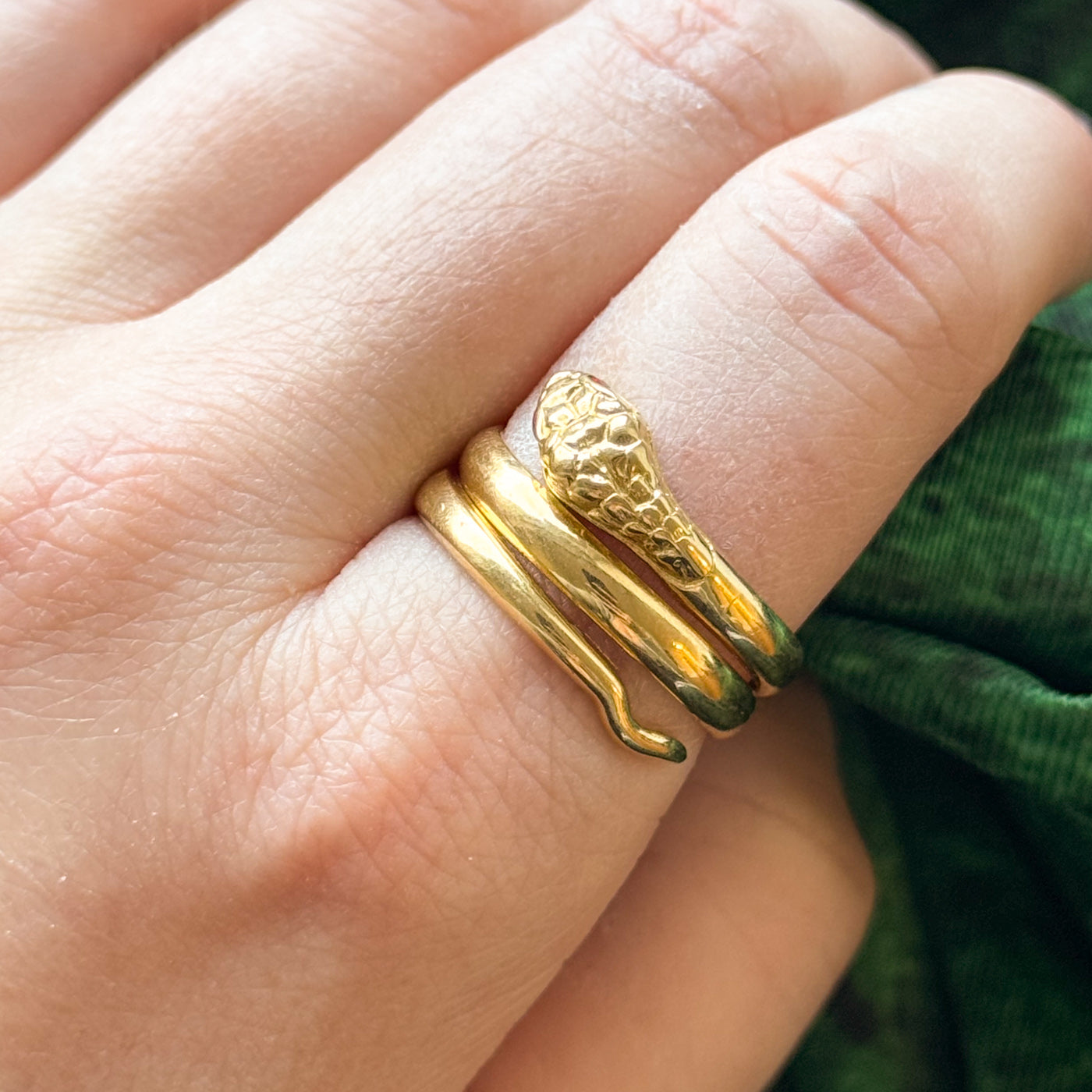 Italian Red Eyed Snake Ring - Size 10 | Gothic Jewelry for Women | Perfect for Halloween, Cosplay & Dark Fashion Accessories