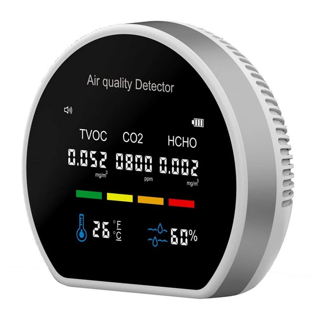 KLHHG CO2 Monitor - Wall-Mounted & Portable Air Quality Detector with Temperature & Humidity Sensor | For Home, Office, Classroom & Indoor Air Quality Monitoring