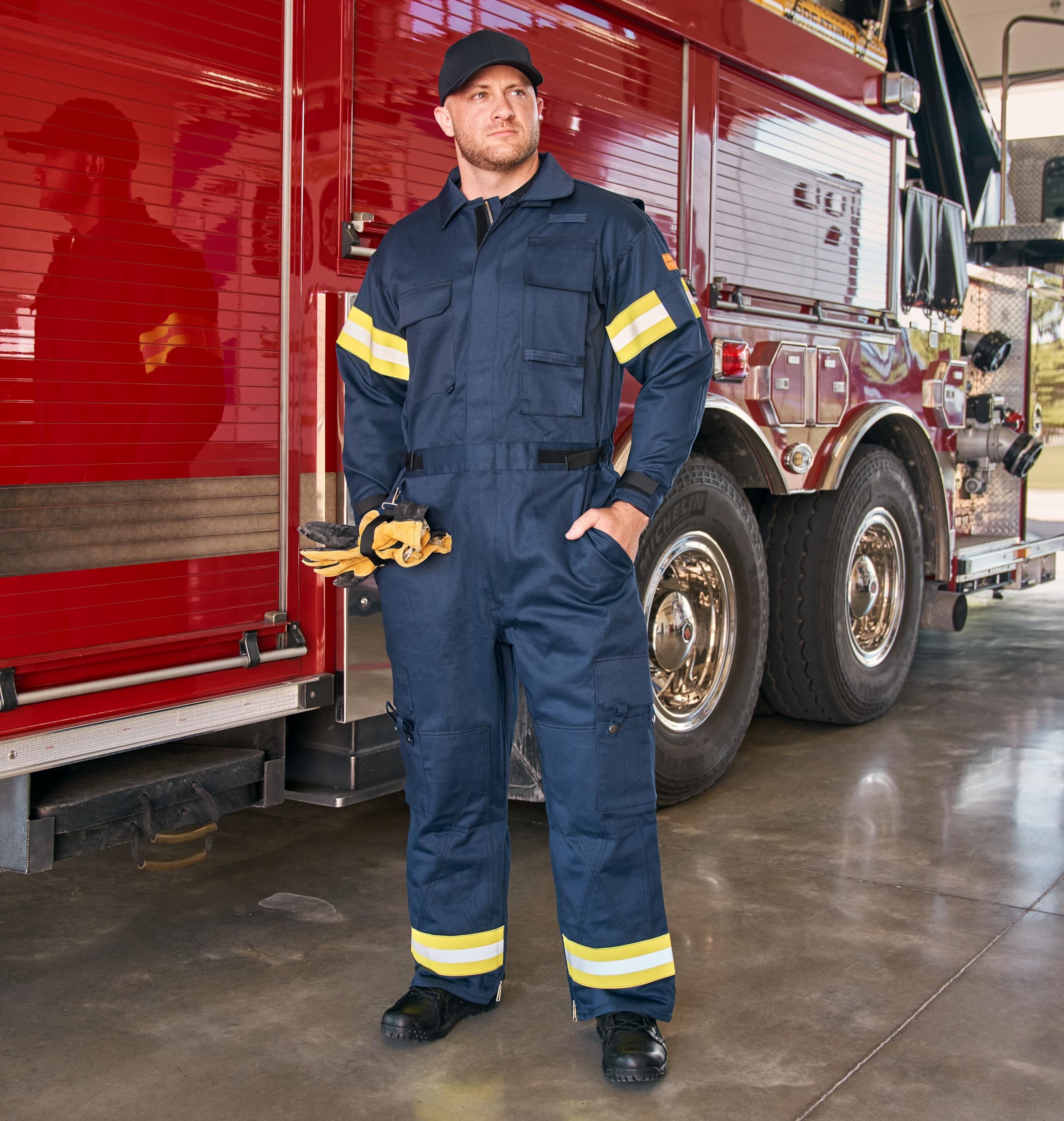 Propper Men's Extrication Suit - Heavy Duty Firefighter Rescue Jumpsuit with Reflective Stripes for Emergency Response & Tactical Operations