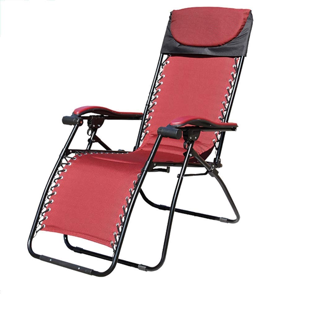 Portable Zero Gravity Folding Chair - Lightweight Beach Bed for Outdoor, Garden, Car & Lunch Break - Comfortable Red Recliner for Camping, Picnics & Relaxation