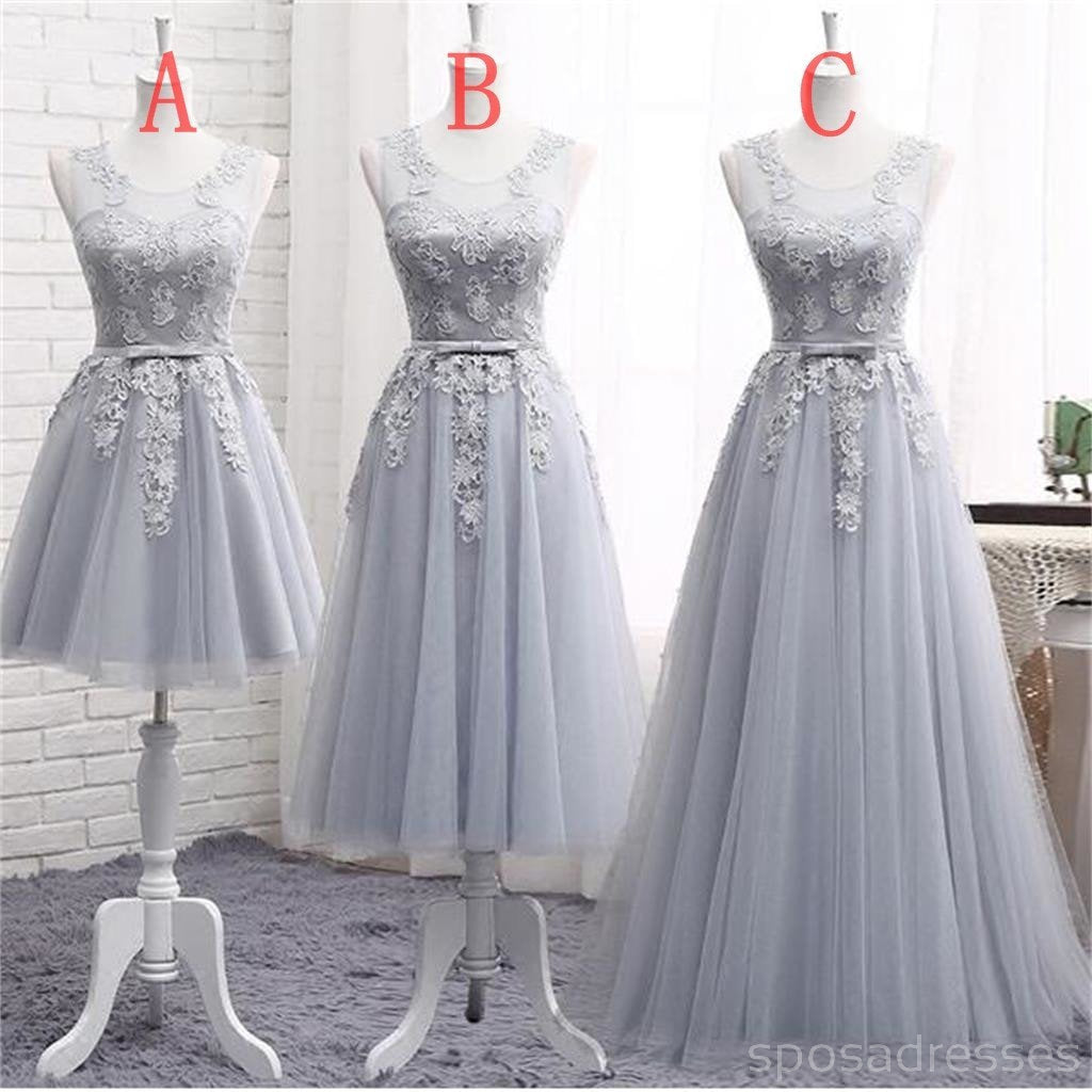 Elegant Gray Lace A-Line Long Bridesmaid Dresses - Affordable Formal Gowns for Wedding Party (BD019) | Perfect for Bridal Showers, Evening Receptions & Special Occasions