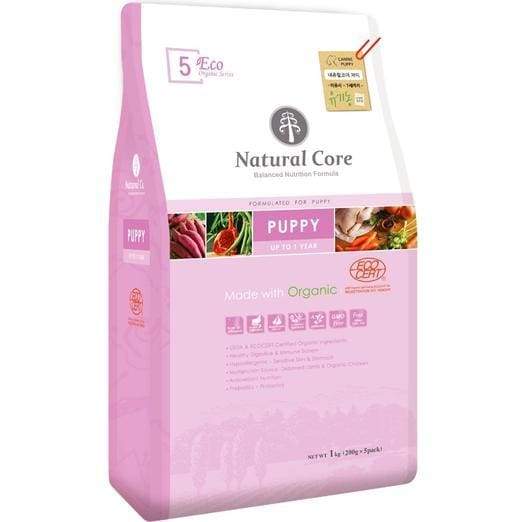 Natural Core Eco 5 Organic Puppy Dry Dog Food - Grain-Free, Hypoallergenic Kibble for Small Breed Puppies | Perfect for Sensitive Stomachs & Healthy Growth | Ideal for Home Feeding & Training Treats