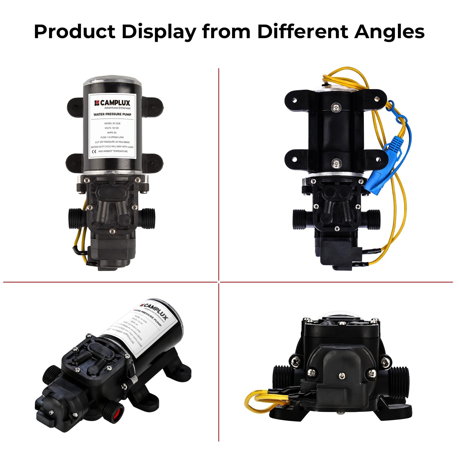 Camplux 6LPM 12V 4.5Bar Gas Water Heater Pump - High Pressure Hot Water System for RV, Boat, Camping & Outdoor Shower