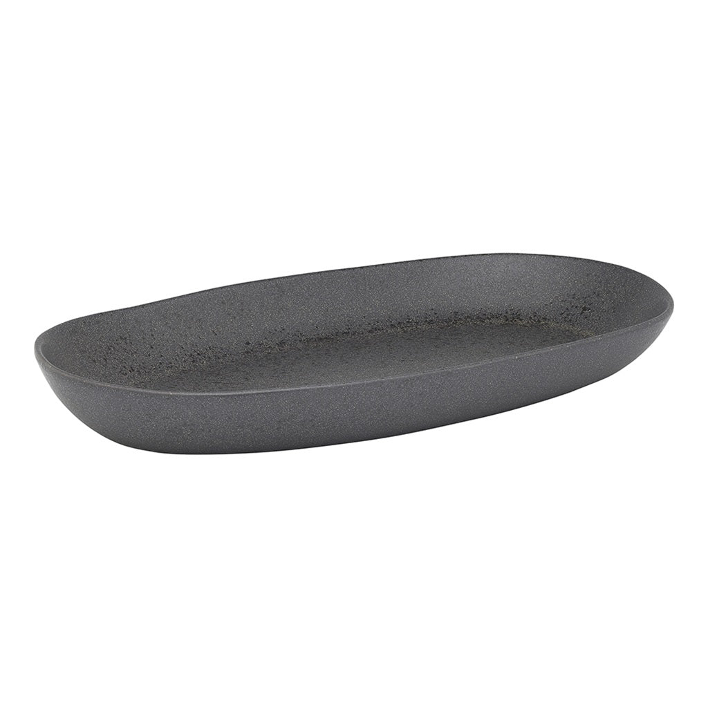 Eco-Friendly Shallow Oval Stone Bowl 36cm - Perfect for Serving Salads, Soups, and Home Decor