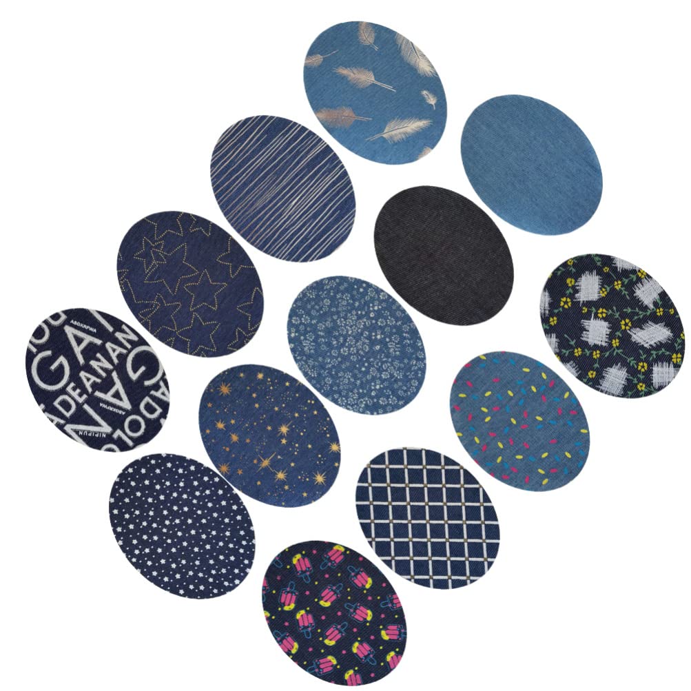 EXCEART 13Pcs Premium Iron On Patches for Jeans & Clothing - High Quality Denim Repair Patches, DIY Round Fabric Patches for Jackets, Bags & DIY Crafts - Perfect for Clothing Repair & Custom Fashion
