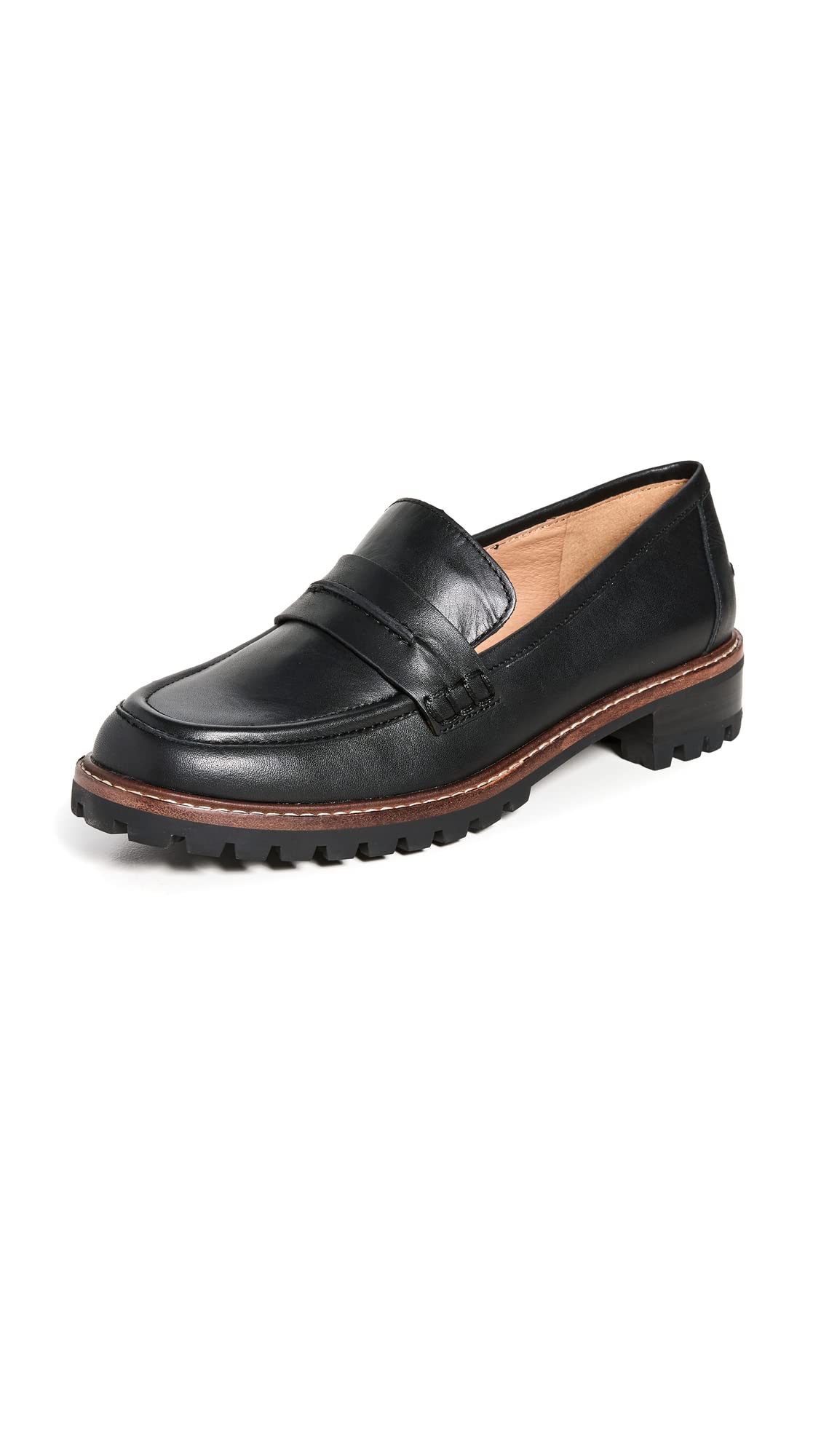 Madewell Women's The Corinne Lugsole Loafers - Comfortable Slip-On Shoes for Work, Travel & Casual Outfits | Leather Flat Shoes for Women | Office, Walking & Everyday Wear