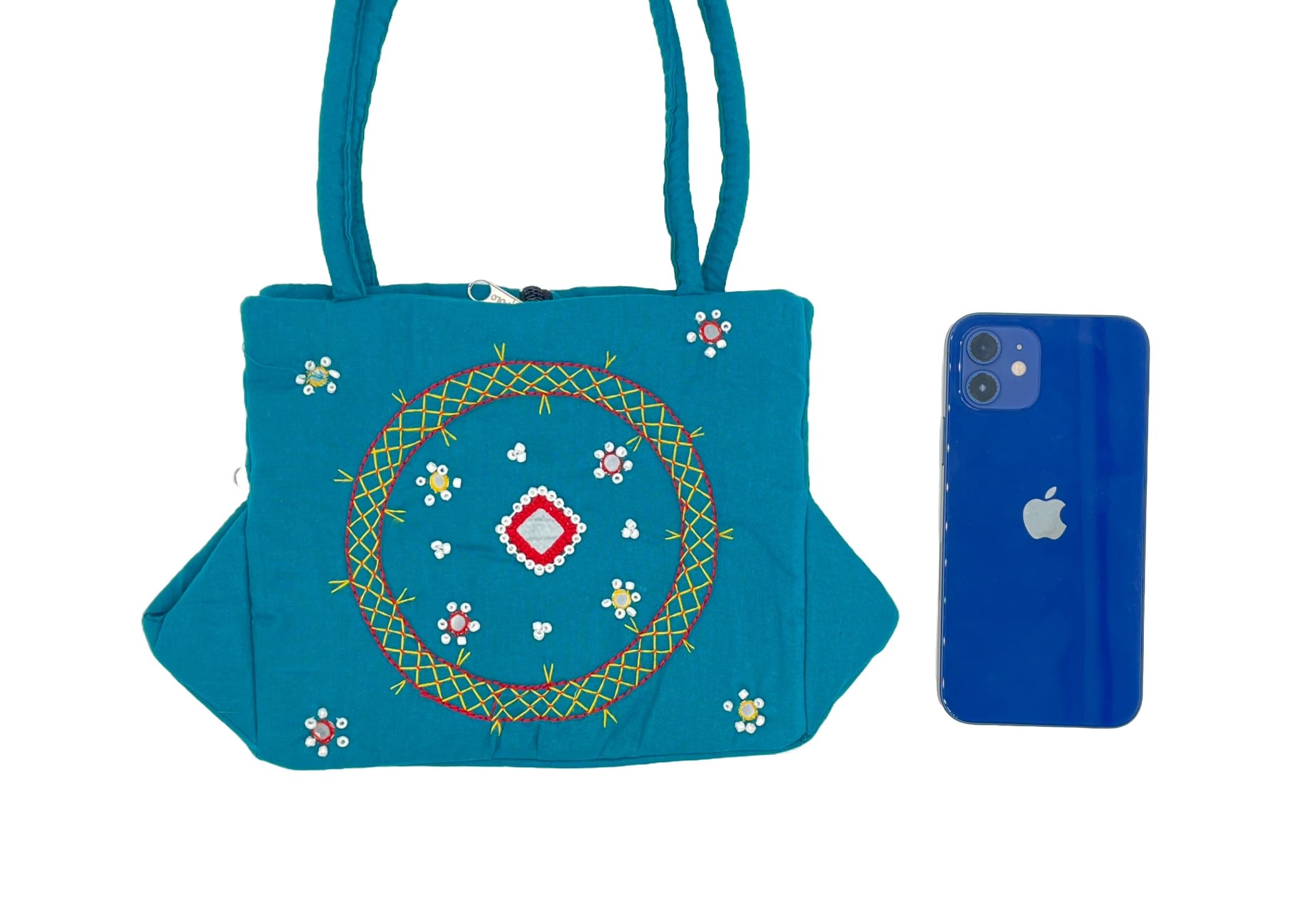Stylish Banjara Embroidered Mini Handbag for Women - 7 Inch Traditional Top Handle Purse, Perfect Gift for Mom, Girls & Ladies (Mother's Day, Parties, Weddings, Date Nights)