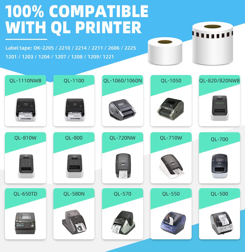 Orison DK-2205 Continuous White Labels - 62mm x 30.48m (2-3/7