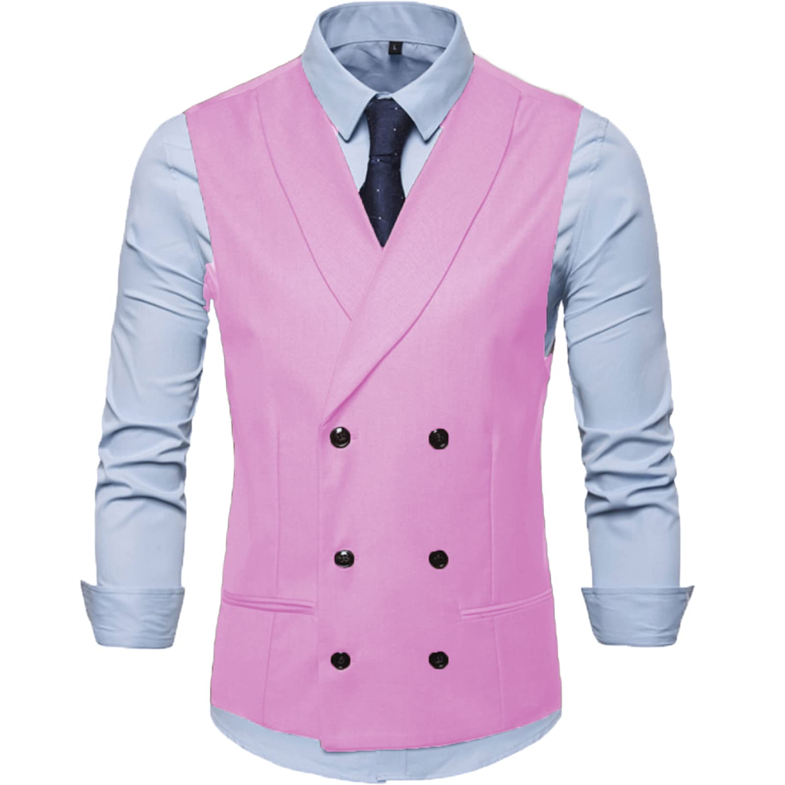 Men's Slim Fit Sleeveless Suit Vest - Double Breasted Formal Waistcoat for Wedding, Business & Evening Events | Breathable & Stylish Dress Vest for Groomsmen, Office & Special Occasions
