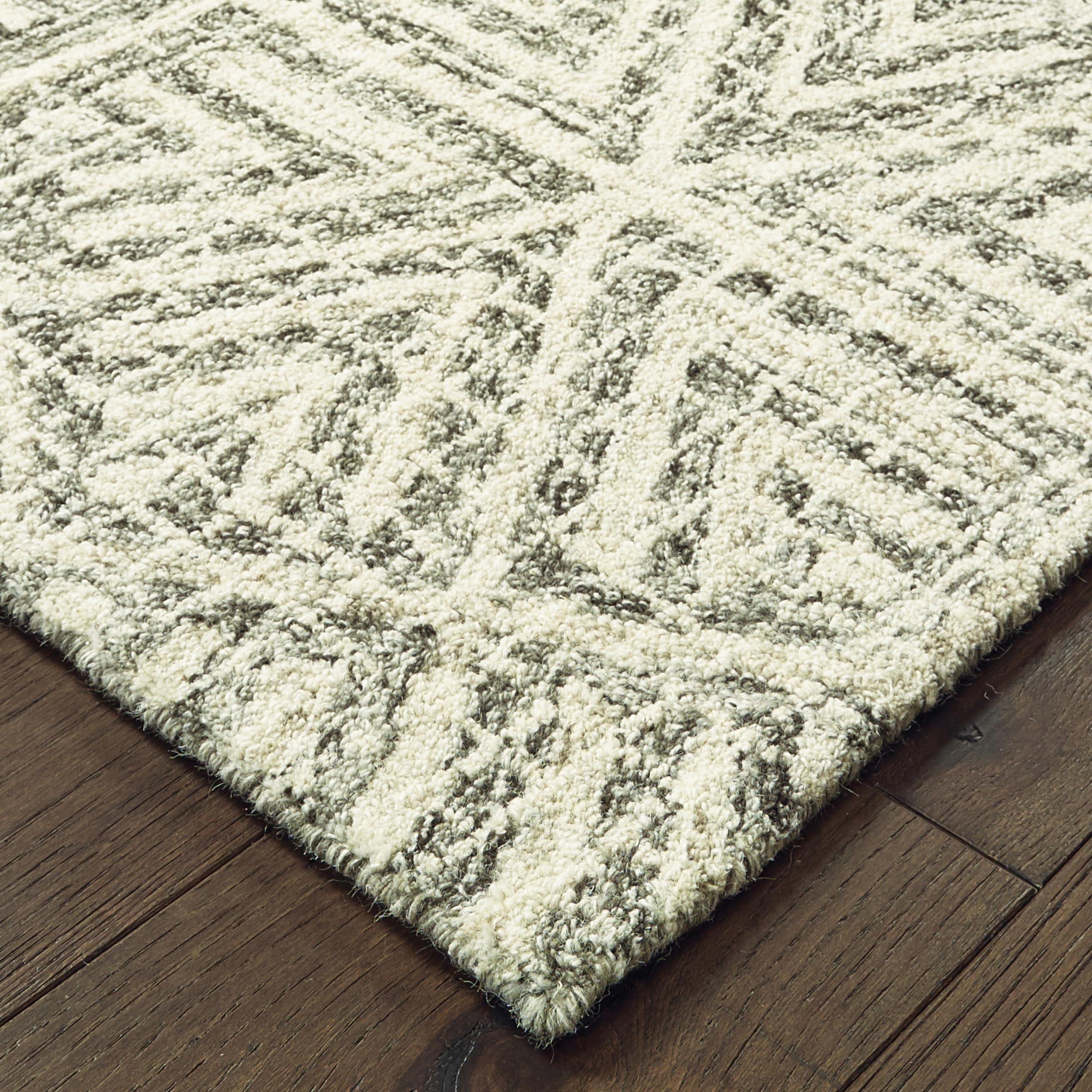 Faded Geometric Lattice Hand-Tufted Wool Area Rug 5' x 8' - Soft Bohemian Style Rug for Living Room, Bedroom & Dining Room - Perfect for Cozy Home Decor & Modern Interior Design