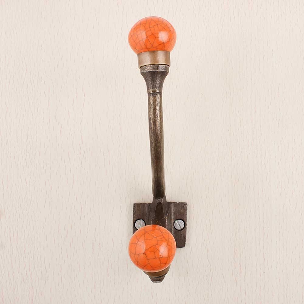 2 Pack Small Wall Hooks for Keys, Hats & Coats - Rustic Crackle Farmhouse Style Iron Hooks (6.25 Inch) - Perfect for Entryway, Mudroom & Bathroom Organization