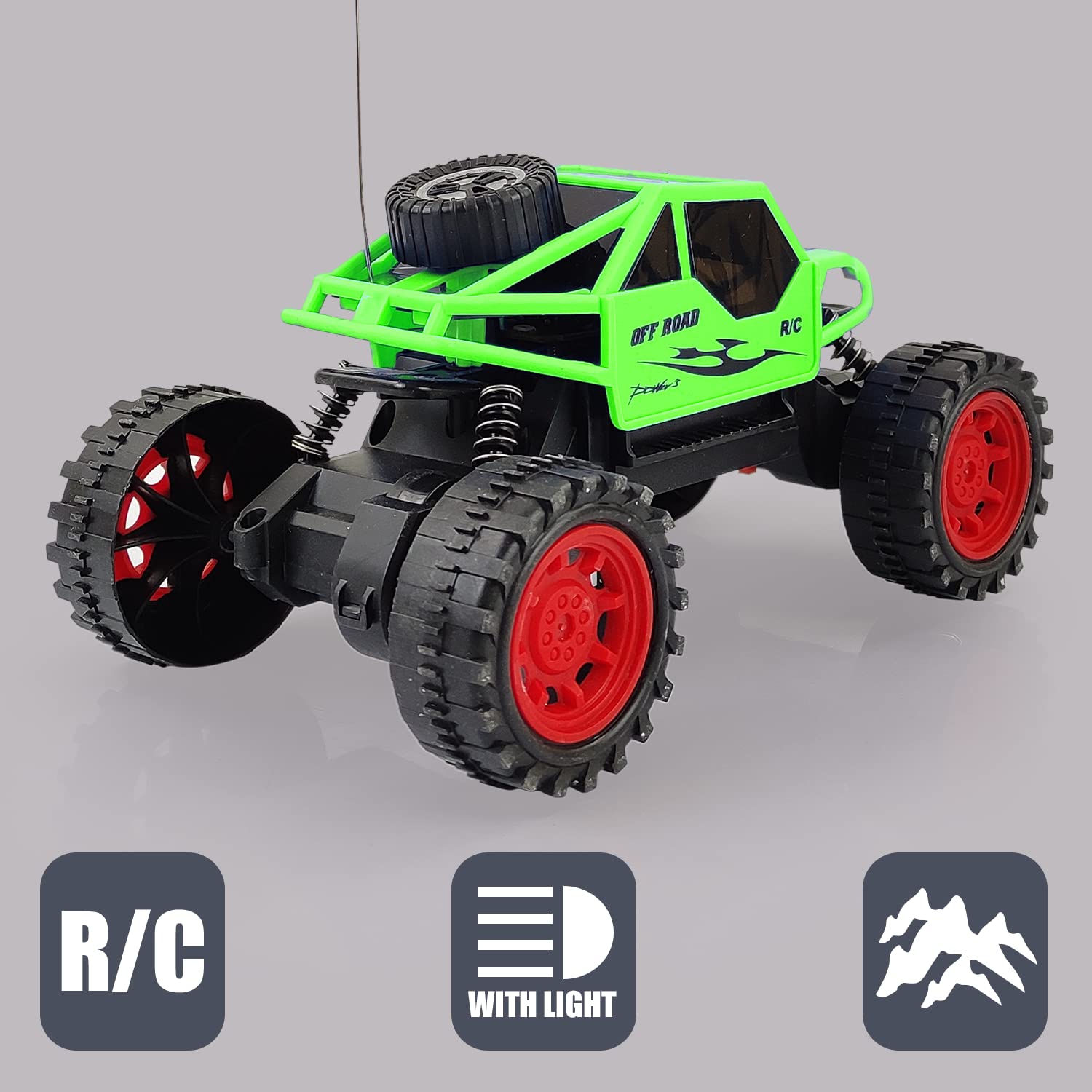NHR Remote Control Monster Truck - 1:16 Scale Off-Road RC Car with LED Lights, 4WD High Speed Rock Crawler, All-Terrain Hummer Toy Vehicle for Boys & Girls Ages 3+ (Green) - Perfect for Outdoor Play, Backyard Racing & Indoor Crawling Adventures