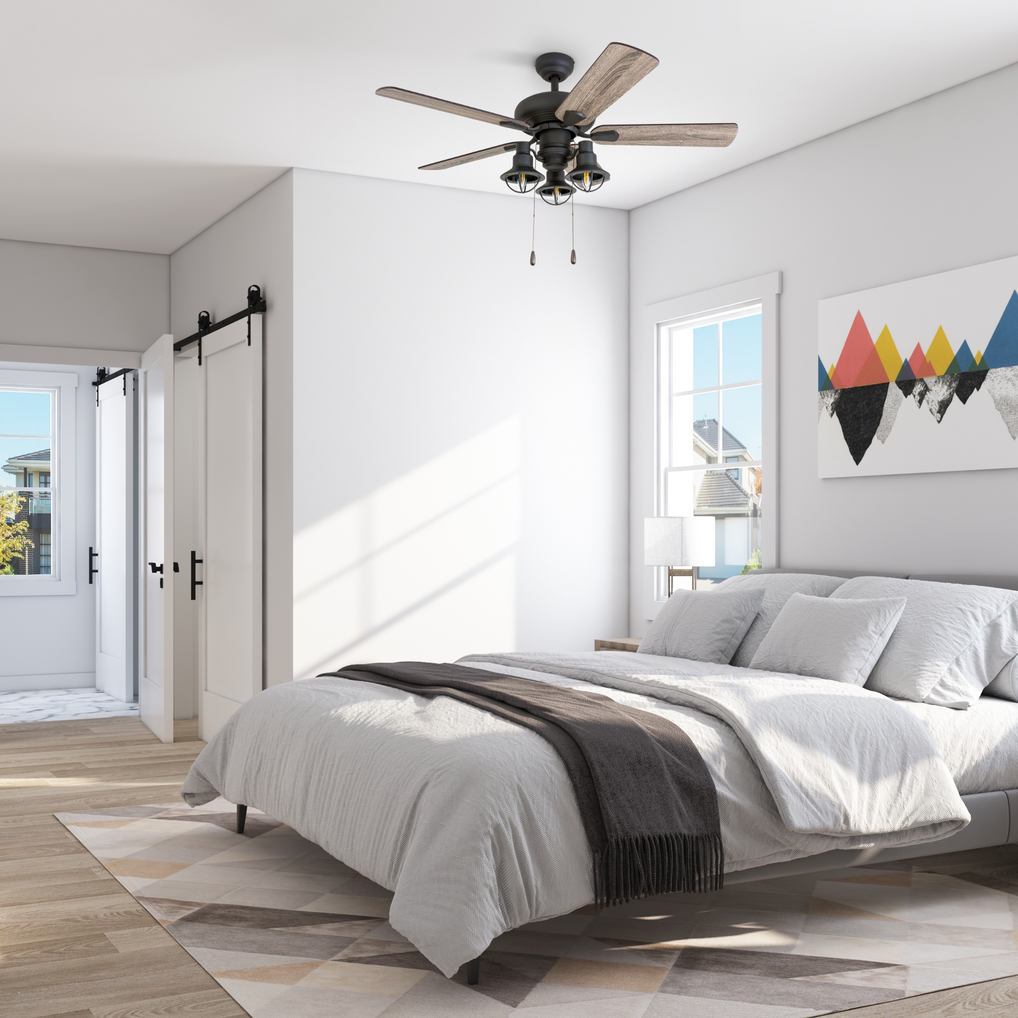 42 Inch Bronze Piercy Ceiling Fan with Pull Chain - Perfect for Living Room, Bedroom, and Outdoor Patio Cooling