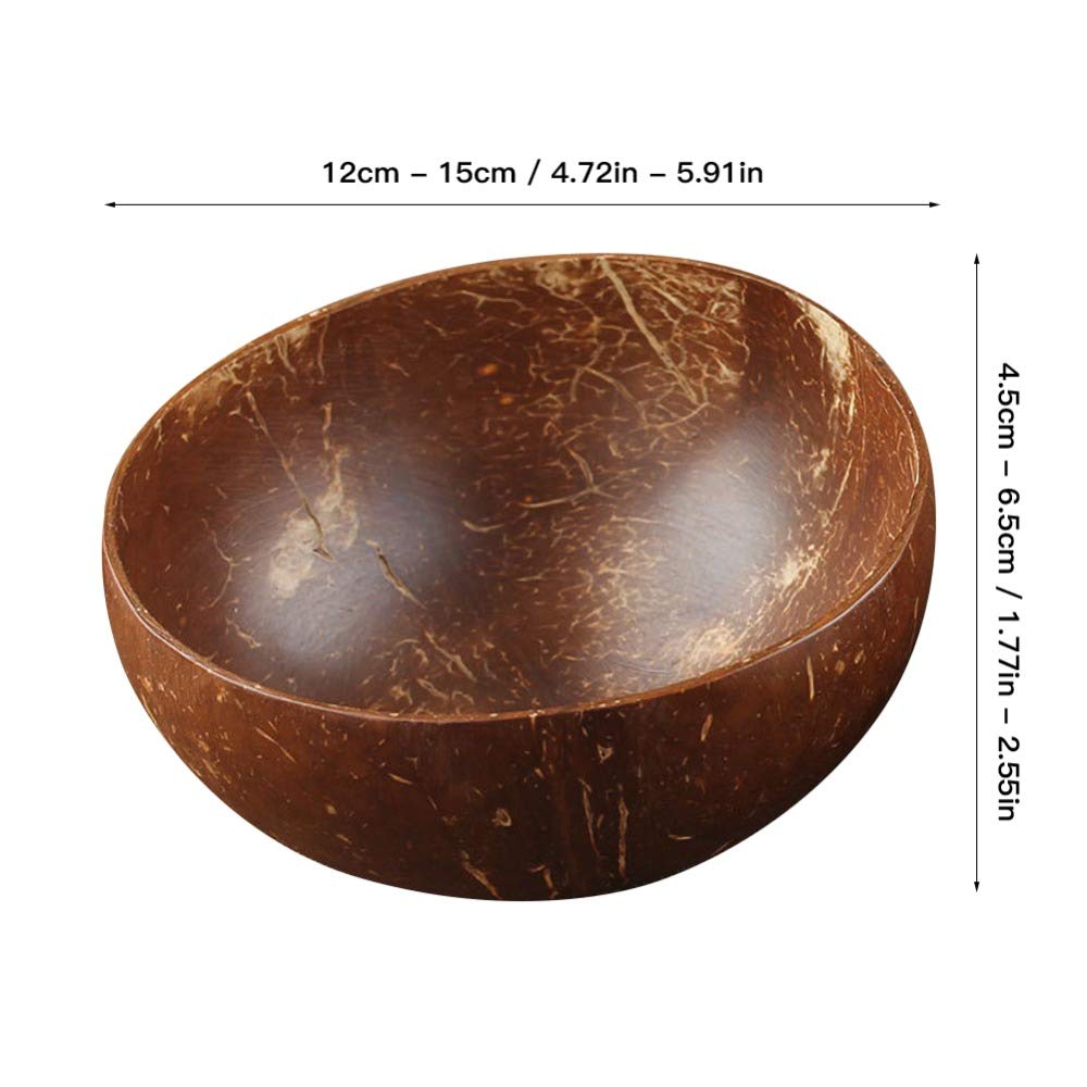 2-Pack Natural Coconut Bowls - Handcrafted Wooden Rice & Noodle Bowls for Fruit Salad, Decor, and Serving | Eco-Friendly Coconut Shell Dishes for Kitchen, Dining, and Home Decor