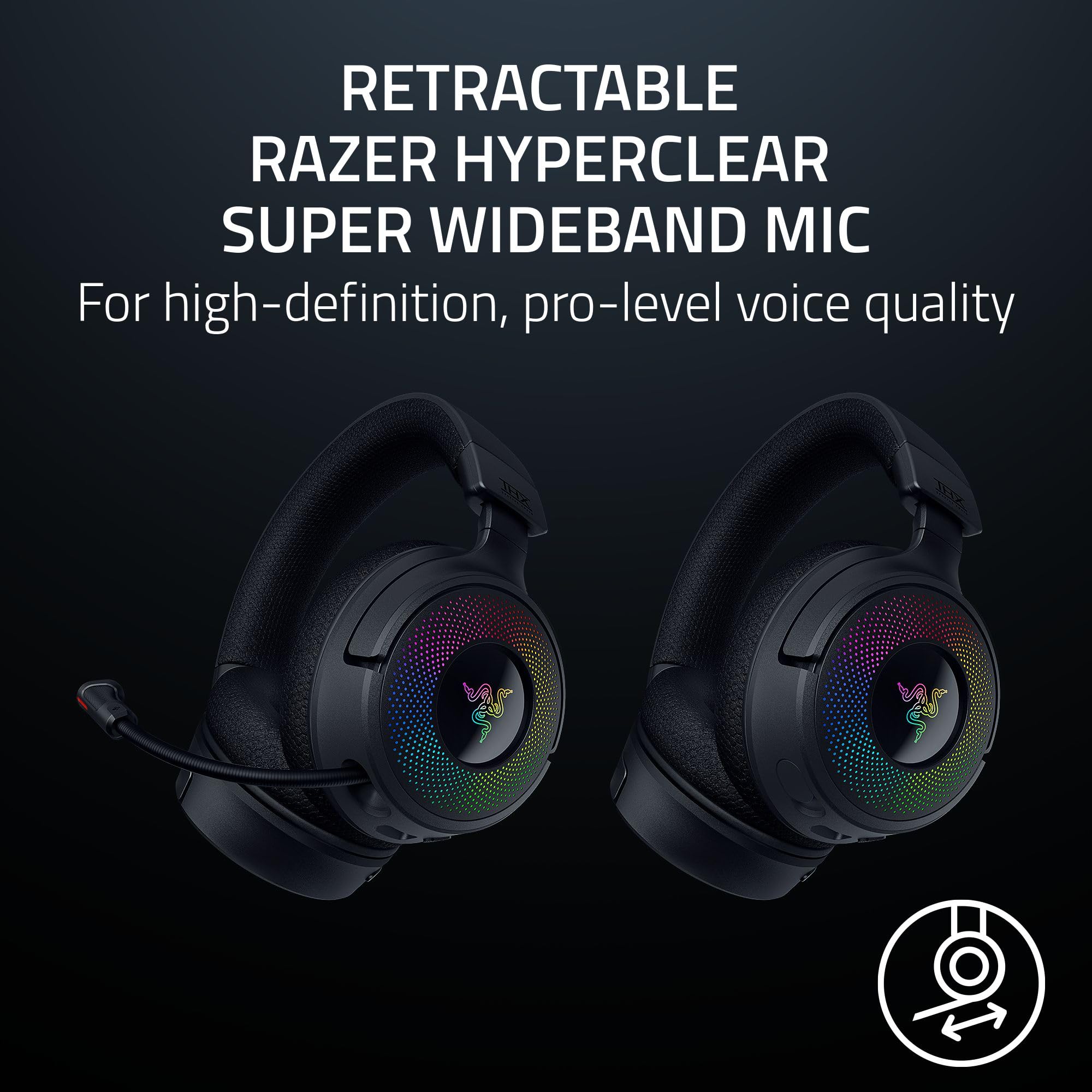Razer Kraken V4 Wireless Gaming Headset with 2.4GHz & Bluetooth - 40mm Drivers, Super Wideband Mic, 9-Zone RGB Lighting - Compatible with PC, Mac, PS5, Switch, Steam Deck & Smartphones - Perfect for Gaming, Streaming & Online Meetings (Black)
