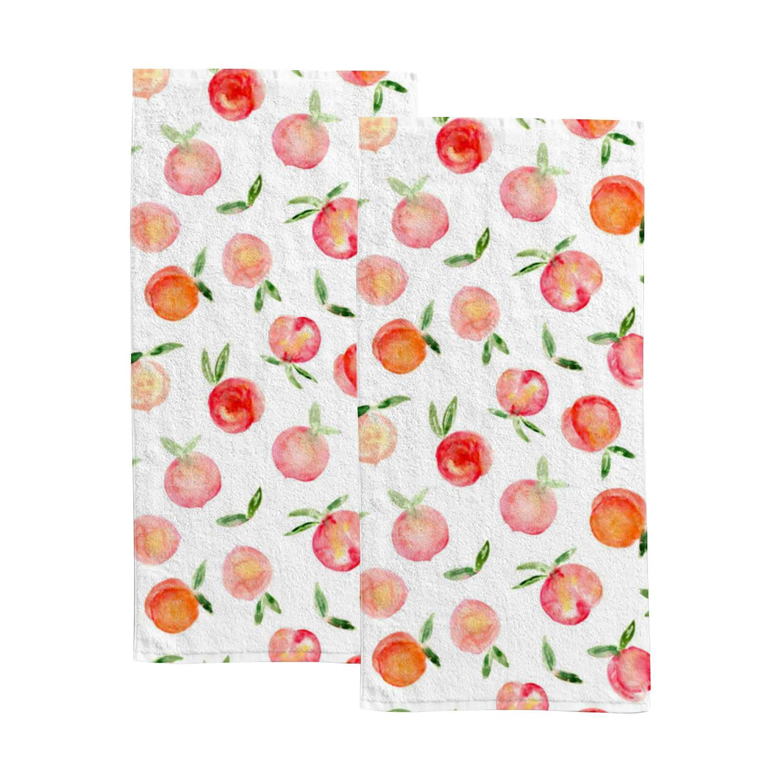 Vantaso Watercolor Peaches Fruit Hand Towels Set - 6 Pack Microfiber Bath & Kitchen Towels (30x15 Inch) | Super Absorbent, Quick-Dry for Bathroom, Kitchen, Gym, Spa & Bar | Soft Guest Towels for Home & Commercial Use