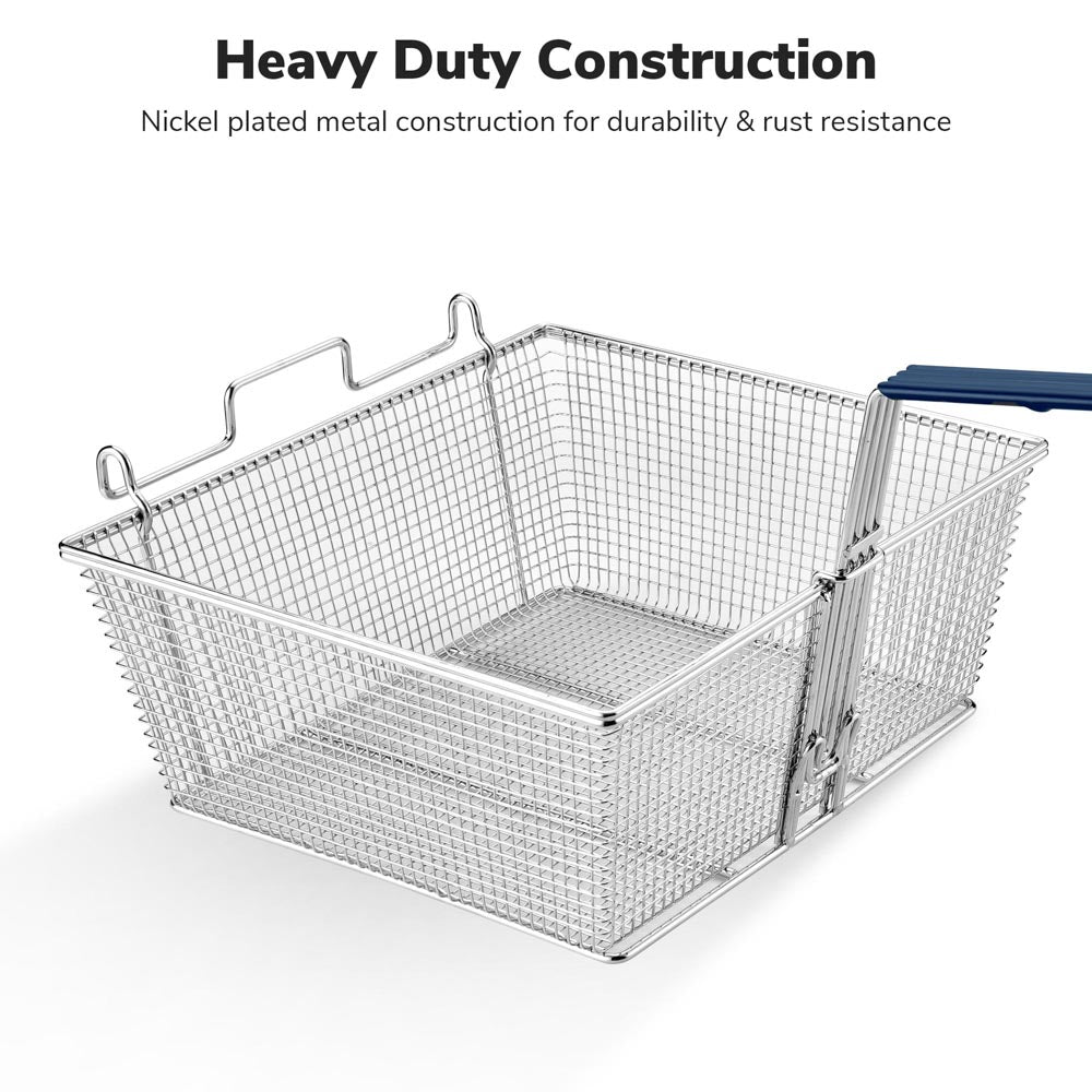 TheLAShop 13-Inch Large Fryer Basket Replacement - 8.8 lbs Capacity - Perfect for Commercial Deep Fryers & Home Kitchen Use