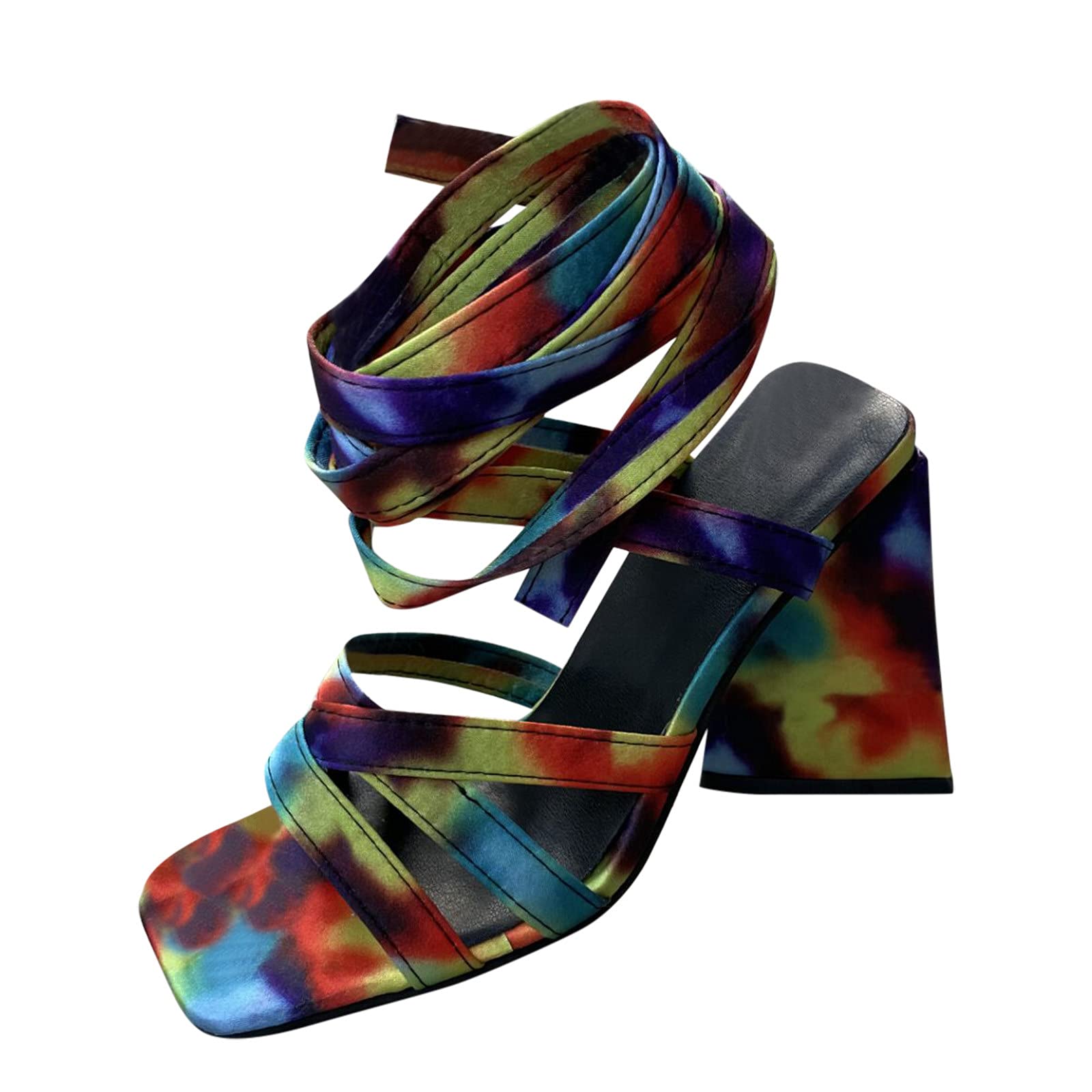 Women's Stiletto Sandals with Chunky Heel - Open Toe High Heels in Wide Width - Perfect for Parties, Weddings & Evening Events