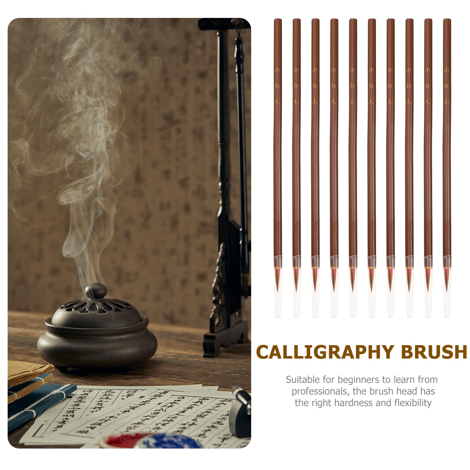 Jojofuny Sumi Ink Set - 10pcs Chinese Calligraphy Brush & Japanese Sumie Painting Brush with Watercolor Ink for Beginners & Professionals | Perfect for Traditional Asian Art, Calligraphy Practice, and Ink Wash Painting