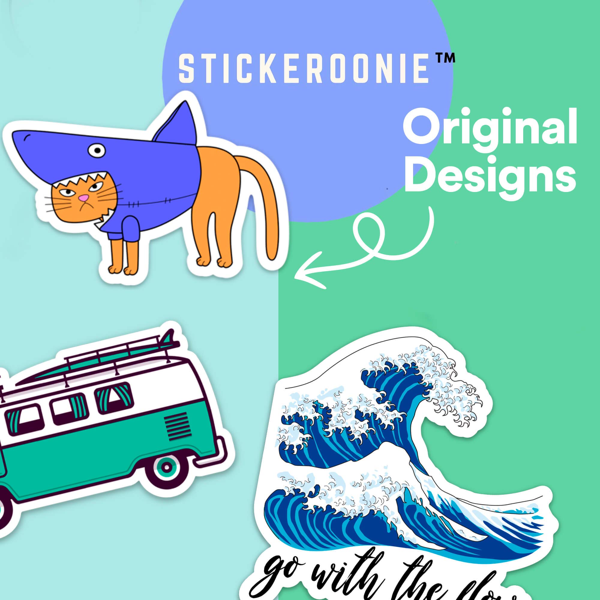 Stickeroonie Funny Shark Suit & Grumpy Cat Vinyl Decals - 4 Inch Cute Laptop, Computer, Hydro Flask, Car & Phone Stickers - Perfect for Water Bottles, Tech Devices & Vehicle Decor