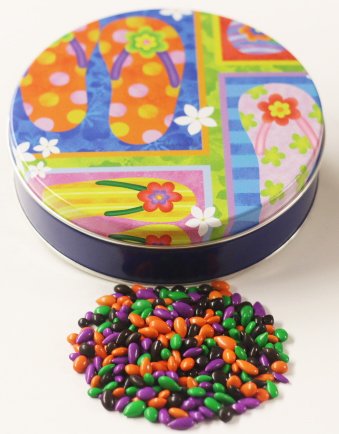 Scott's Cakes Halloween Mix Chocolate Covered Sunflower Seeds - Mini Flip Flops Tin - Perfect for Trick-or-Treating, Party Favors & Holiday Gifts