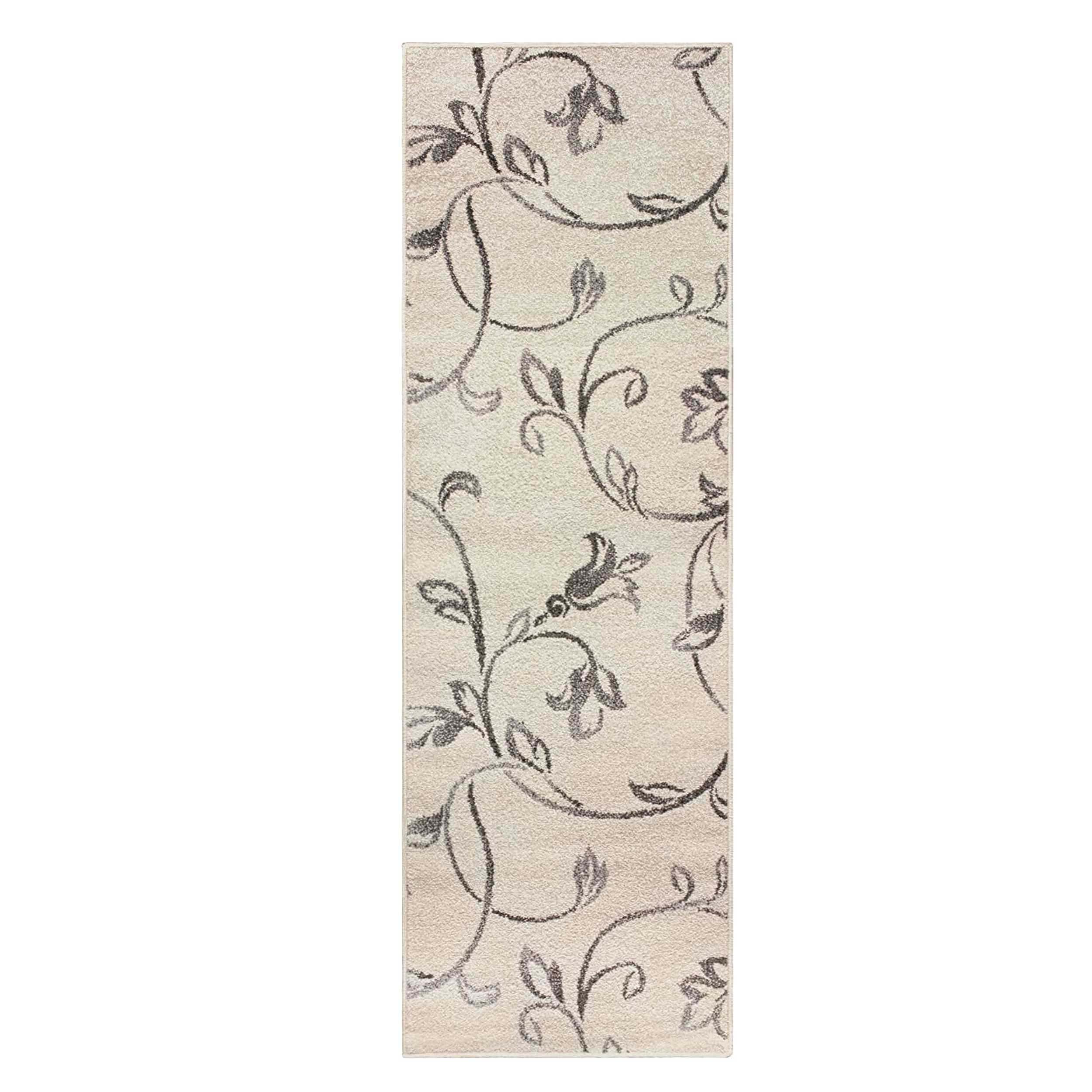 Vines Floral Scrolling Rustic Indoor Area Rug - Non-Slip Bohemian Decor Rug for Living Room, Bedroom, Nursery | Soft & Durable Home Decor