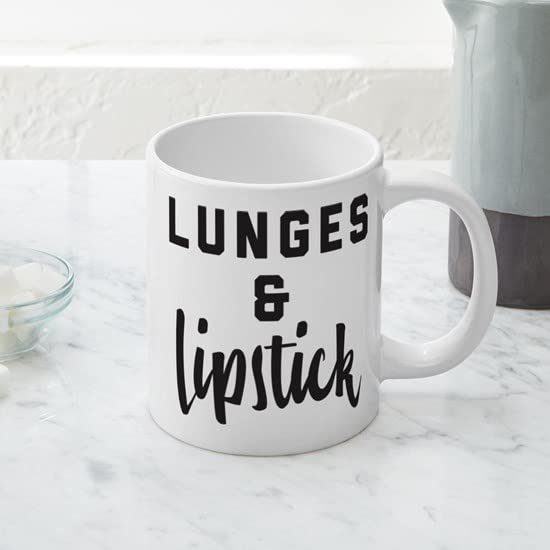 Lunge And Lipstick 20oz Ceramic Coffee Mega Mug - Large Capacity Coffee Cup for Home, Office & Gifts - Funny Novelty Drinkware for Tea, Hot Chocolate & Beverages