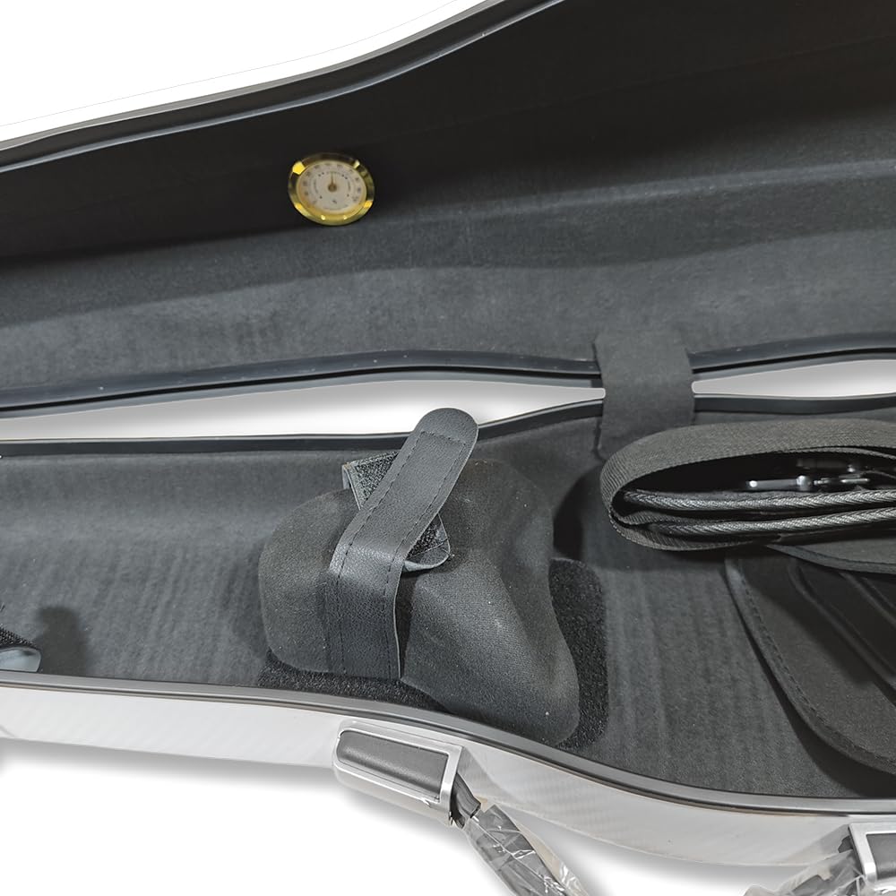 Premium 4/4 Full Size Carbon Fiber Violin Case - Lightweight Hard Shell with Scratch-Resistant Protection, Backpack Straps for Travel (White) - Perfect for Musicians, Students & Airplane Transport