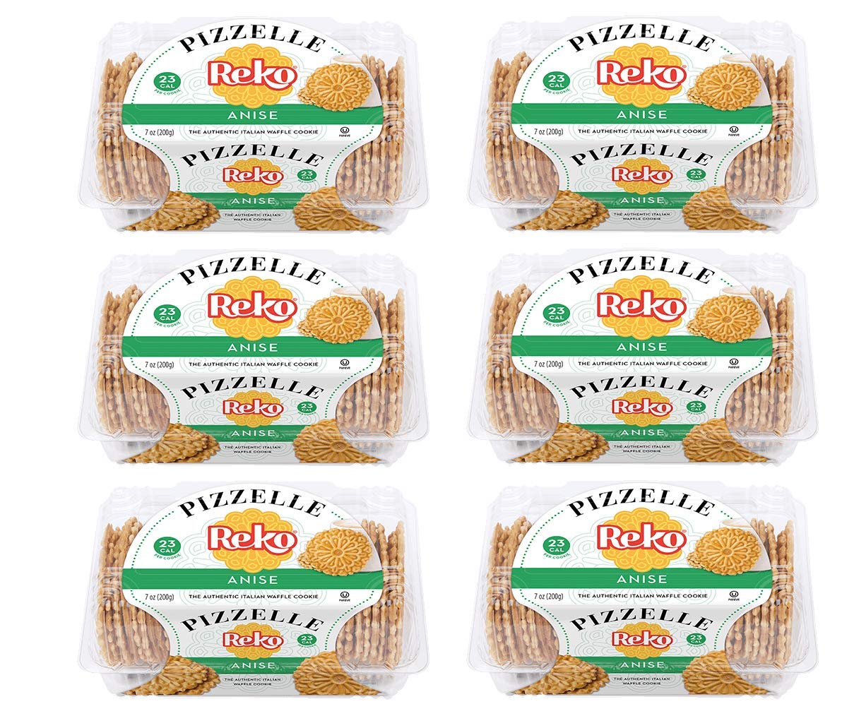 Authentic Italian Reko Pizzelle Waffle Cookies - Traditional Anise Flavor, 7oz (6-Pack) | Perfect for Holiday Gifts, Coffee Pairing & Dessert Platters
