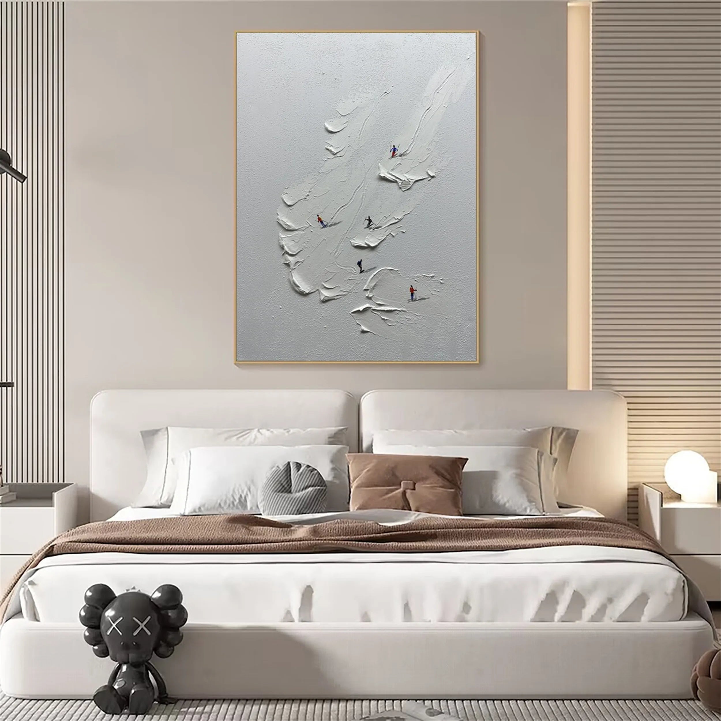 Premium Skiing Sport Art Textured Canvas Painting - Winter Sports Wall Decor for Home & Office (Style #MM221) | Perfect for Ski Lodge, Mountain Cabin & Sports Enthusiast Gifts