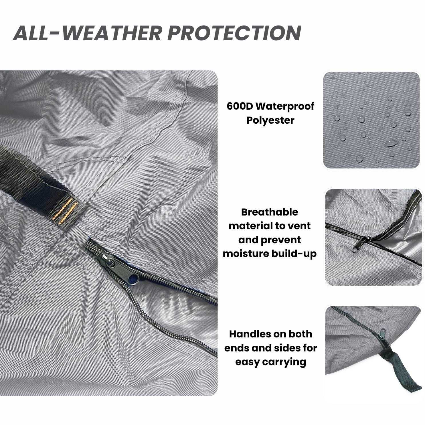 Waterproof UV-Resistant Canoe & Kayak Cover - Marine-Grade Polyester Boat Storage Cover Fits 15-16 ft Length, 116