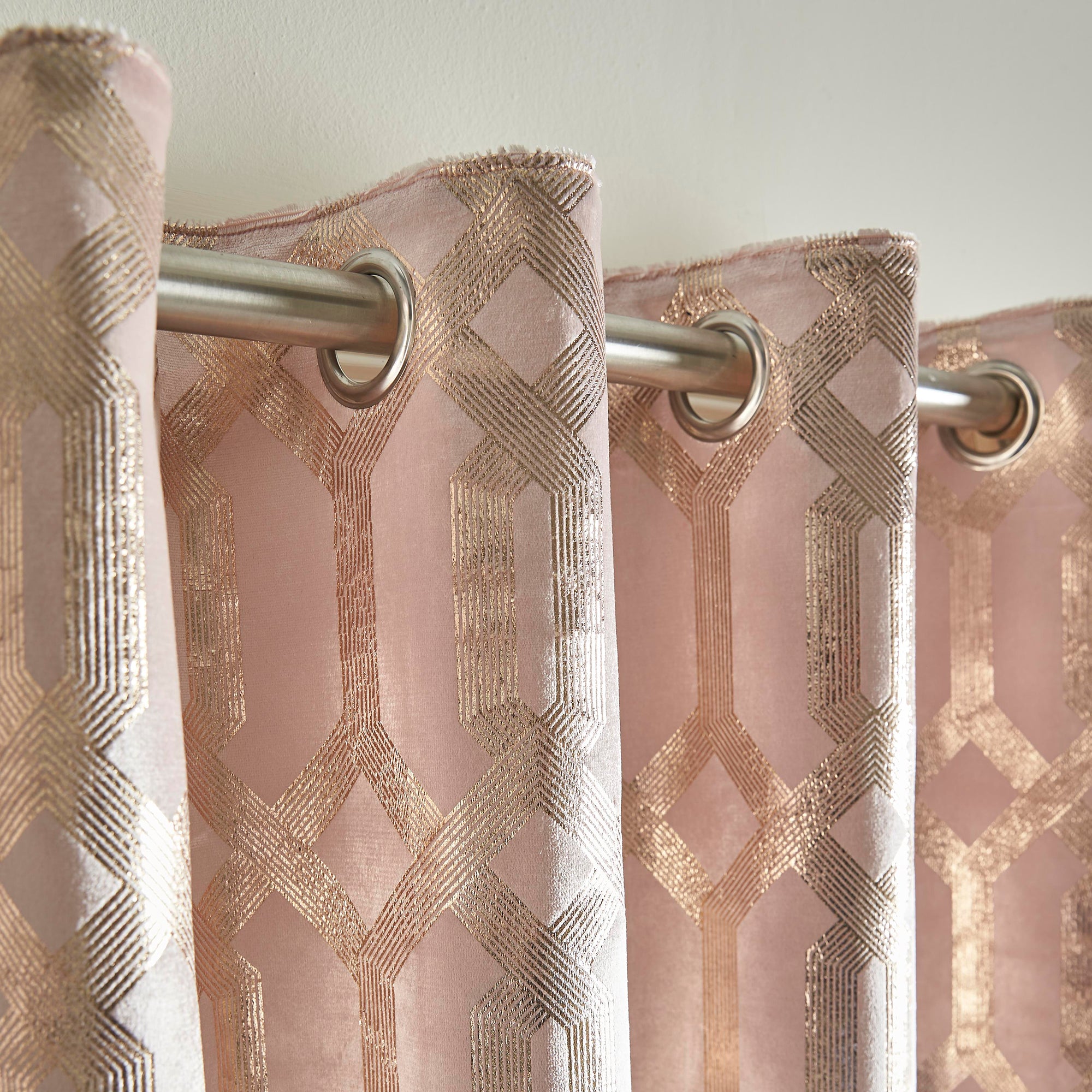 Darla Eyelet Curtains in Blush - Blackout Window Drapes for Living Room & Bedroom - Thermal Insulated Grommet Curtain Panels - 84 Inch Length (Pair)